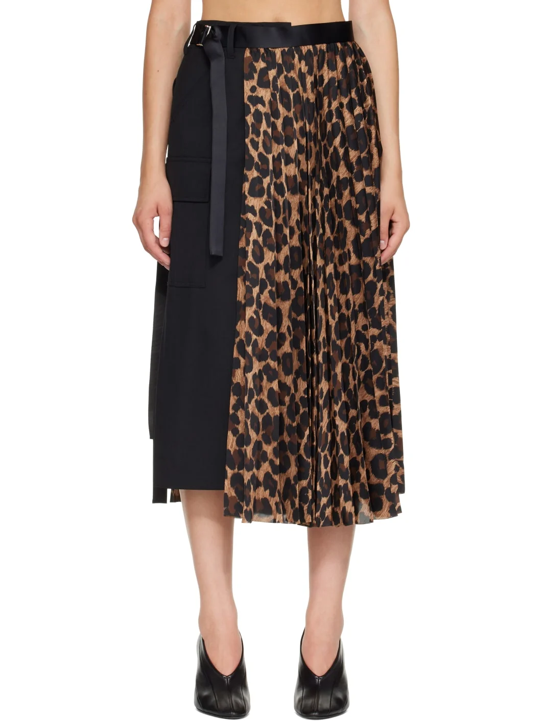 Black Leopard x Suiting Midi Skirt - 1