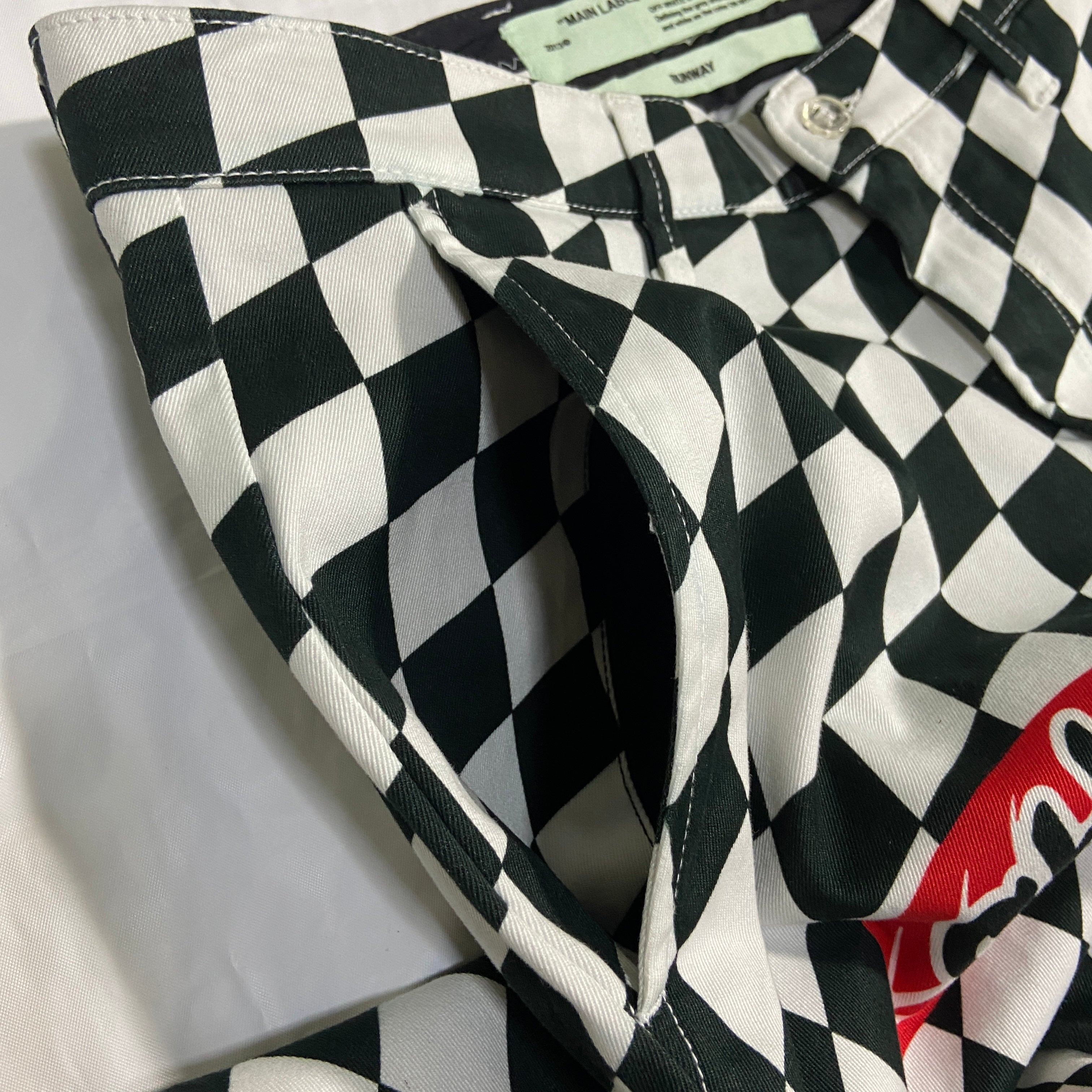 Off-White fall 2017 Runway checker leaf chino pants 31 - 10