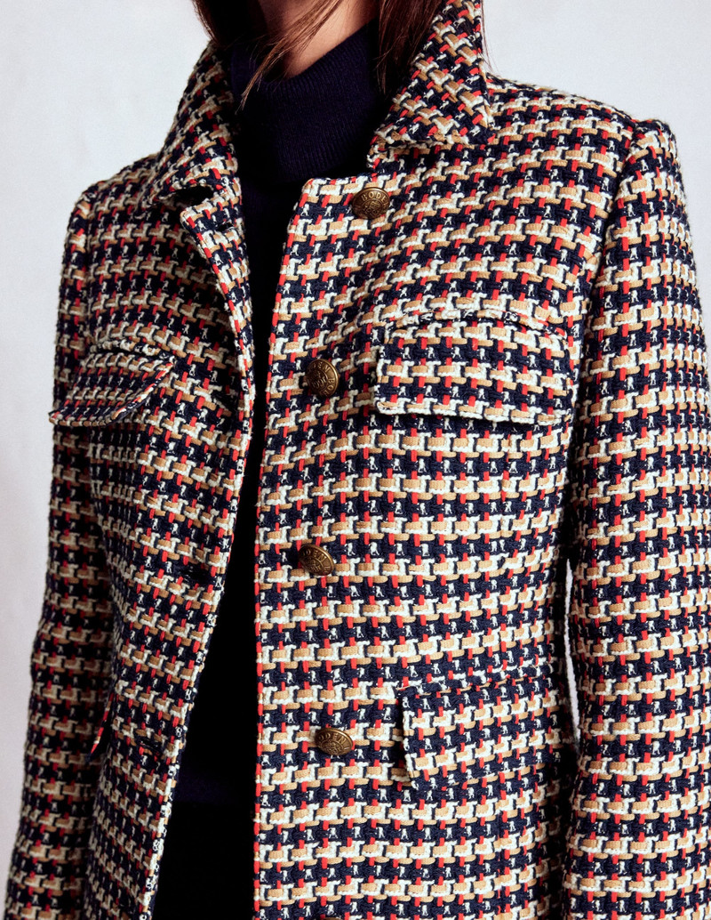 Pocket Detail Coat-Camel, Navy Red 3