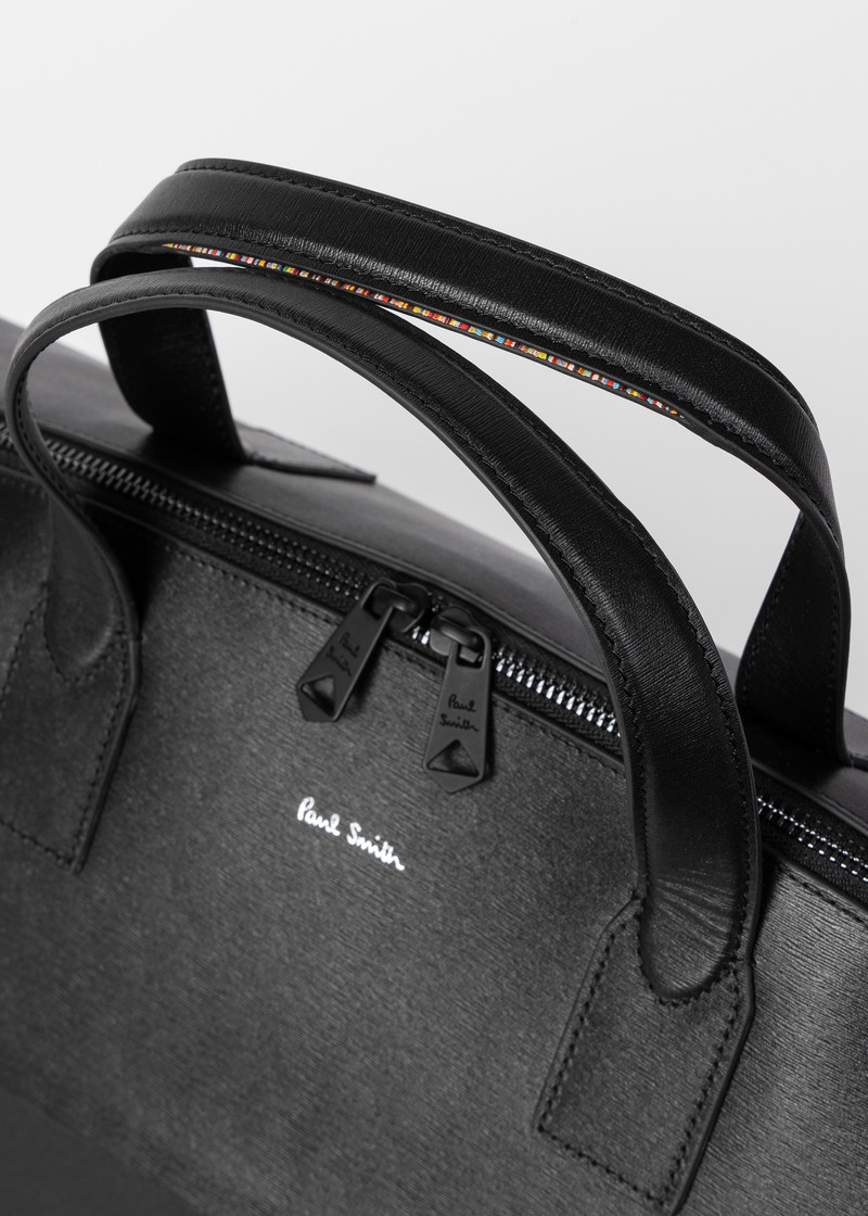Black Grained Leather Holdall Bag 4