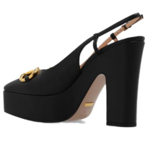 (WMNS) Gucci High heel pump with Horsebit 'Black Leather' 723837-BKO00-1000 - 2