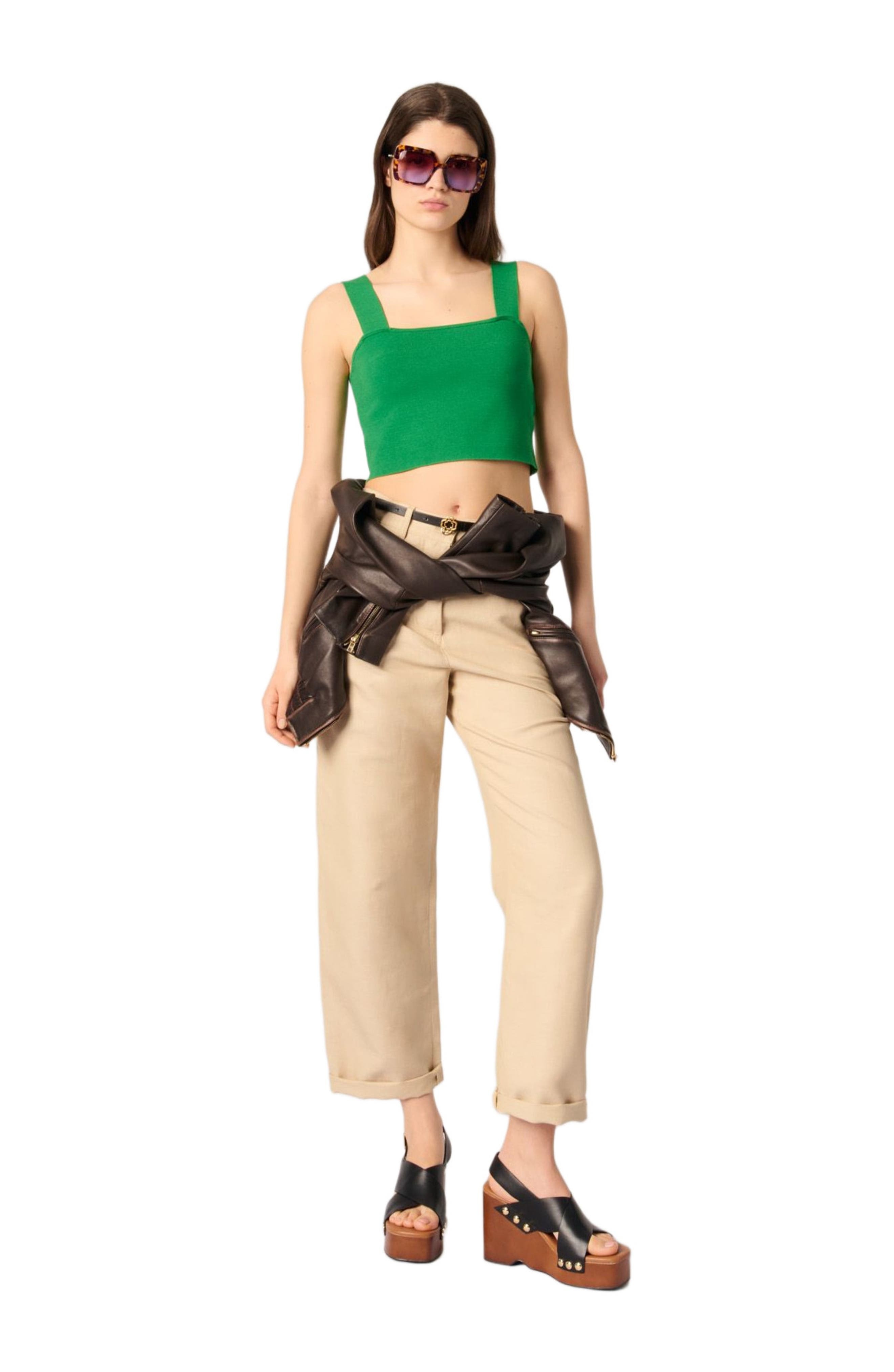 maje Knit crop top in Green at Nordstrom - 1