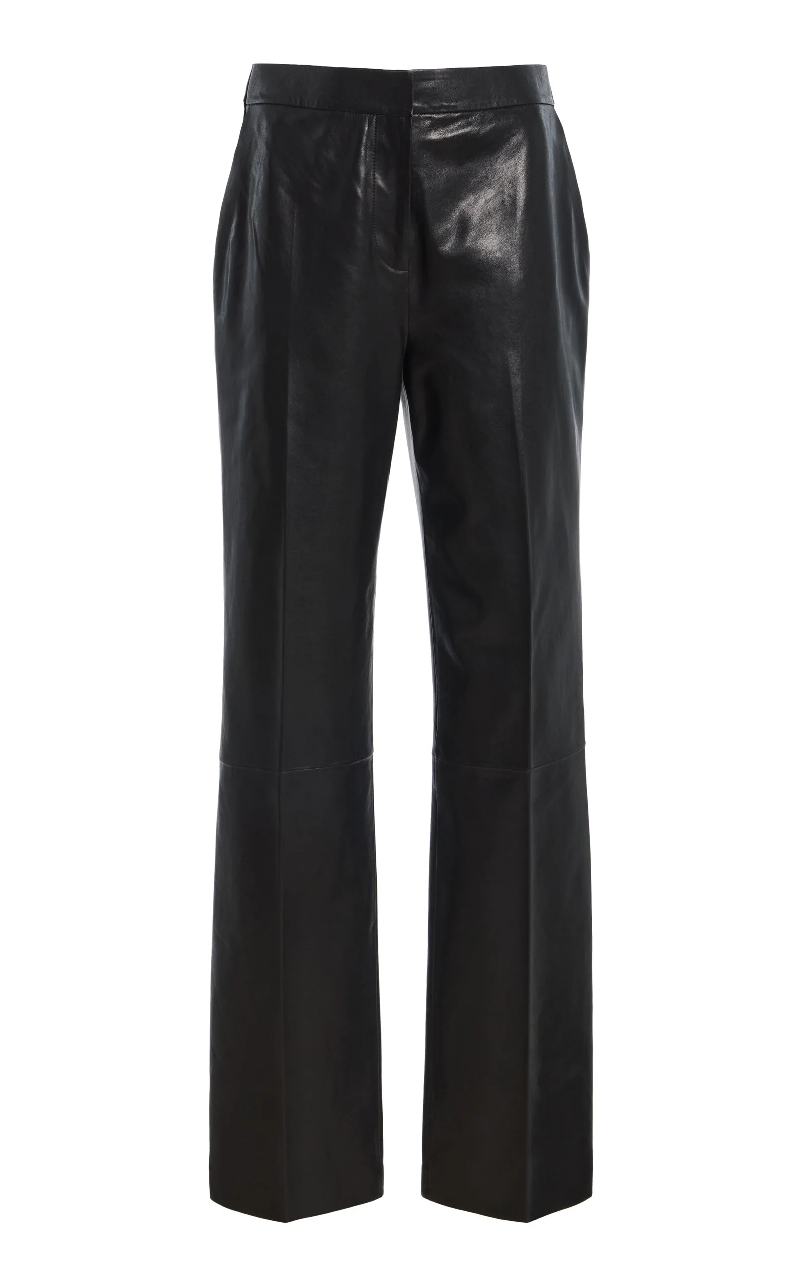 Ambrine Mid-Rise Straight-Leg Leather Pants black - 1