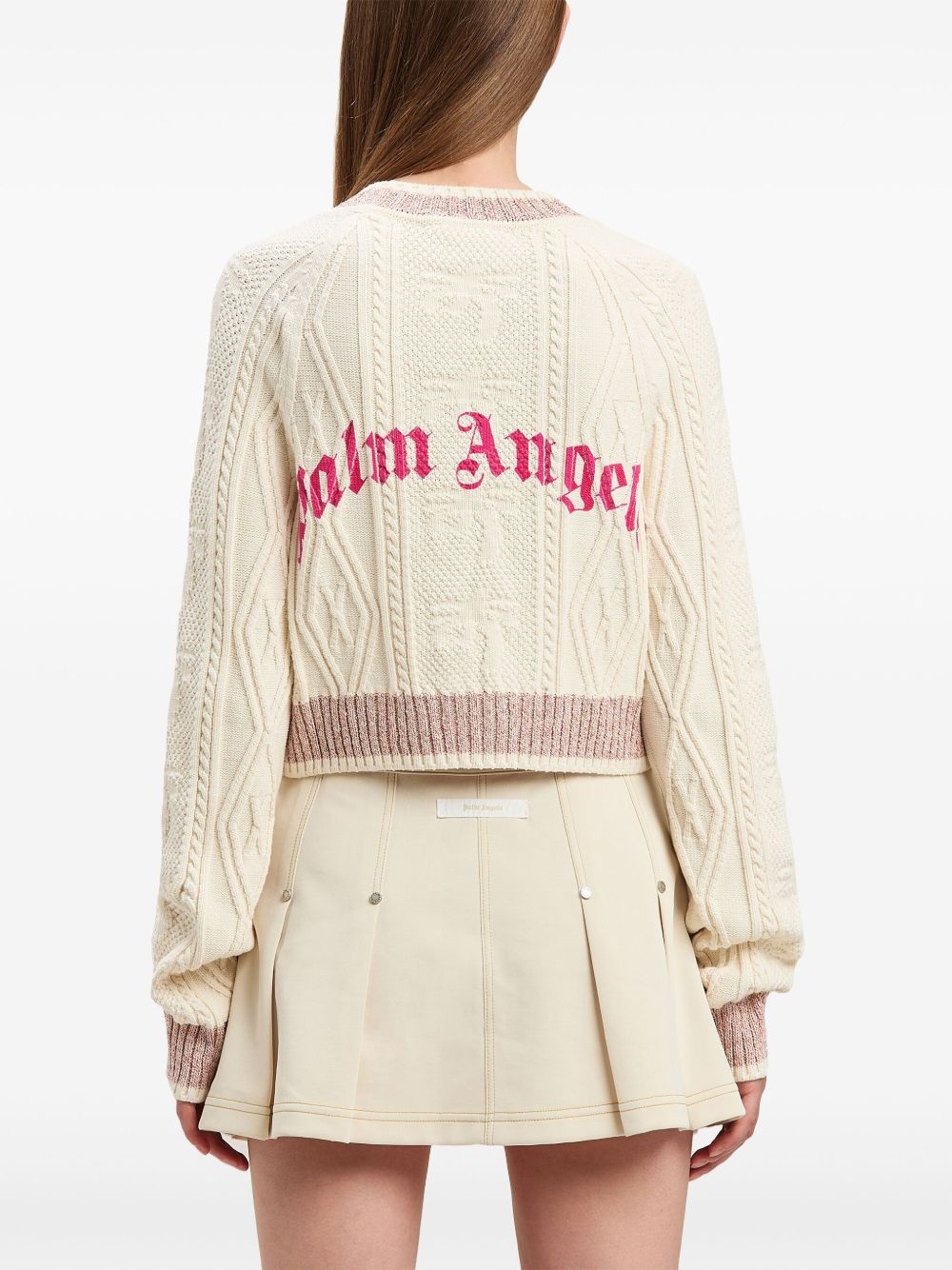 curved-logo cable-knit sweater - 5