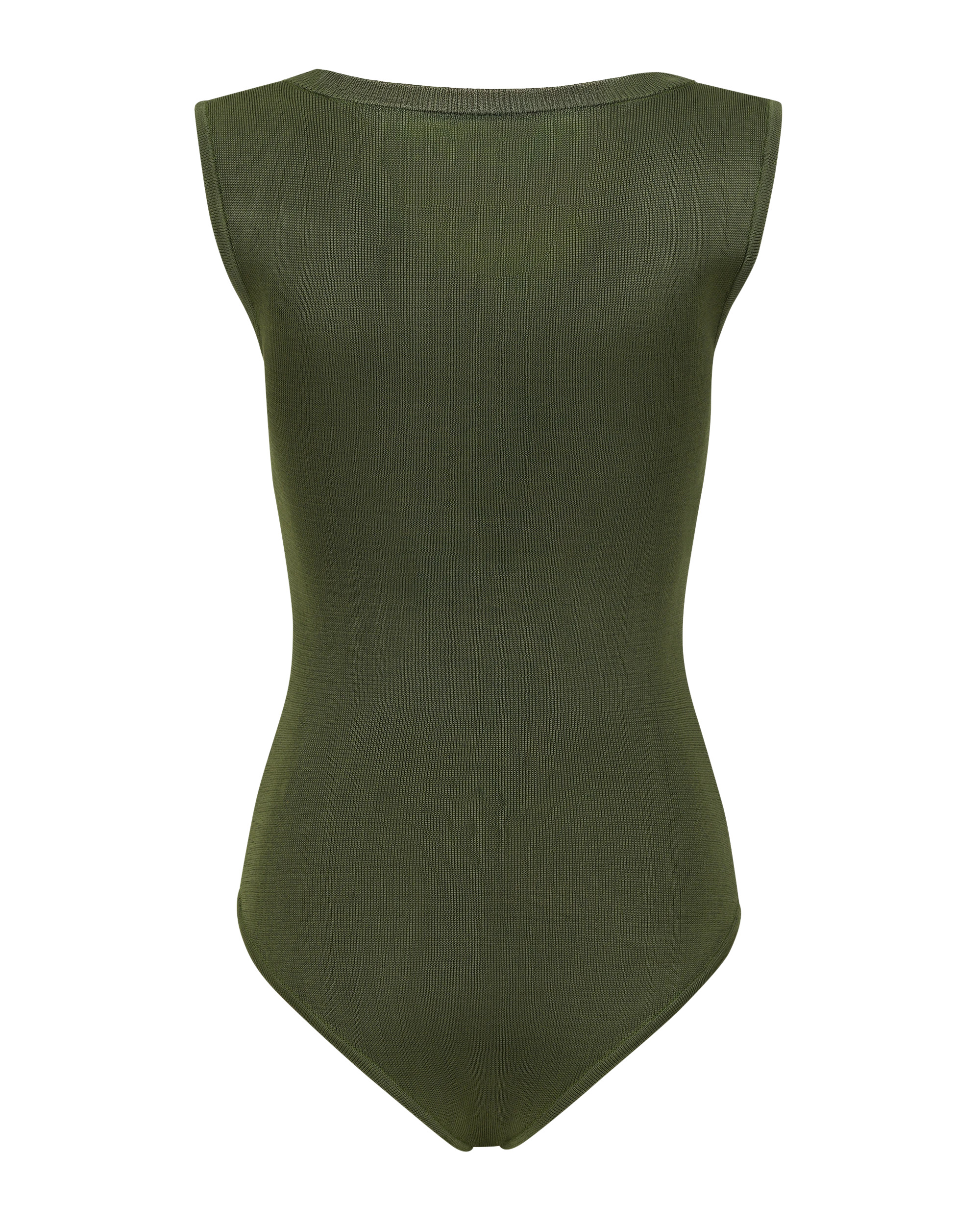DEEP V NECK BODYSUIT MOSS - 5
