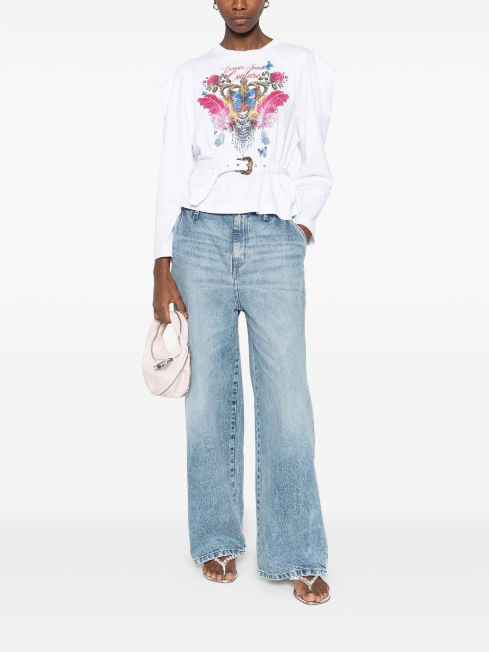 printed belted blouse - 2
