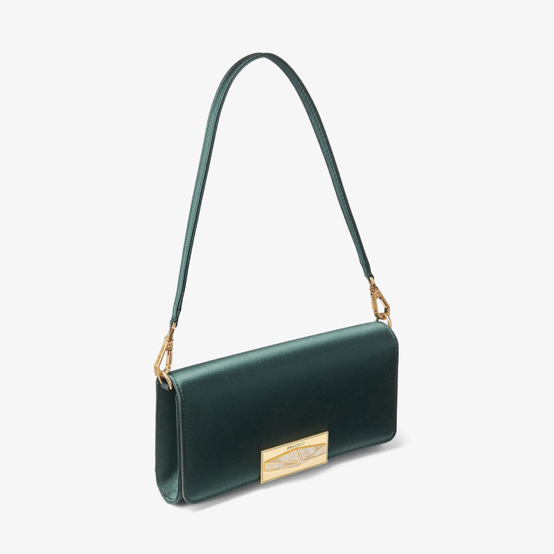 JIMMY CHOO Diamond Mini Shoulder 
Dark Green Satin Mini Shoulder Bag outlook