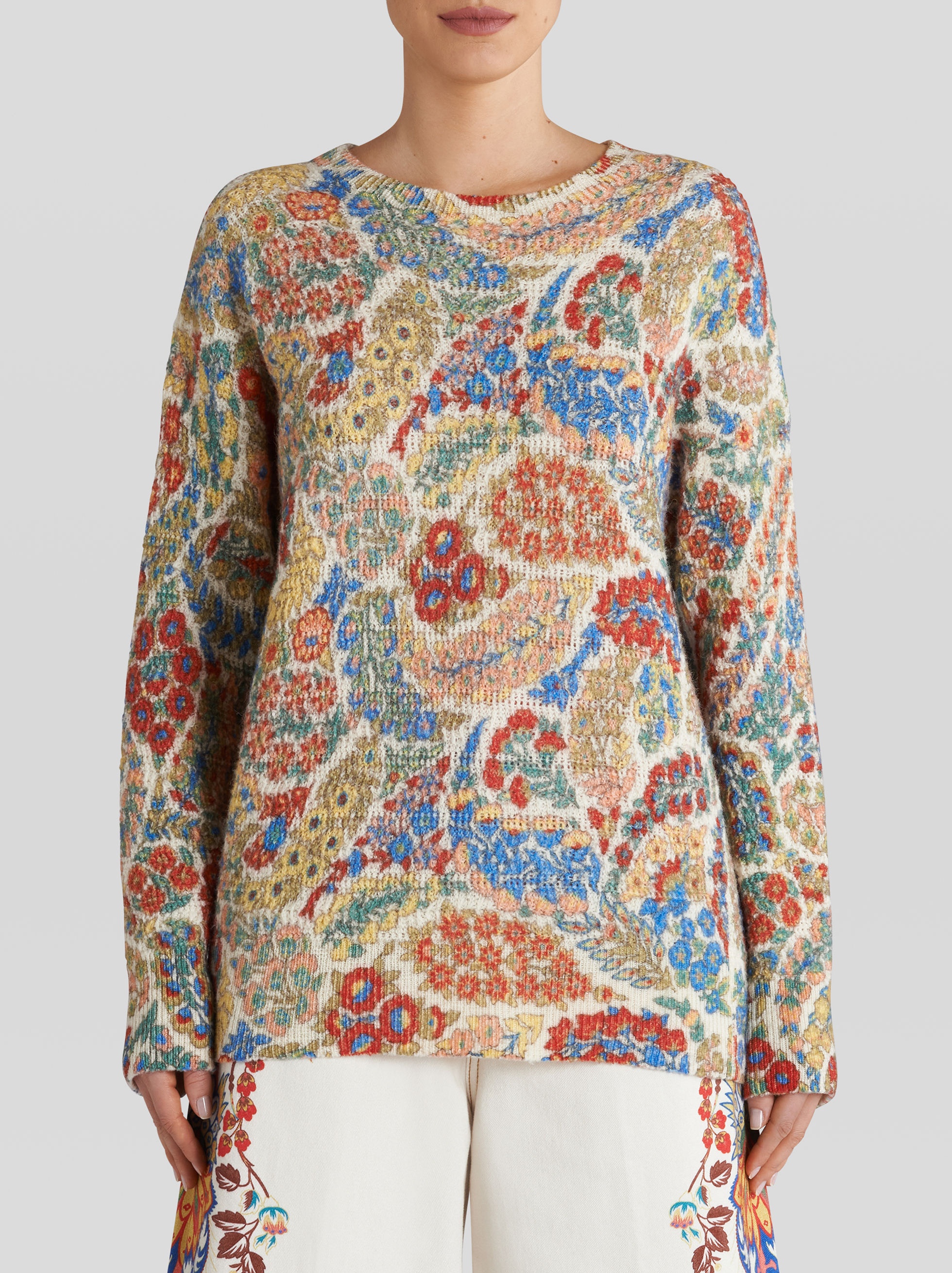 WOOL AND ALPACA SWEATER WITH PRINT - 2