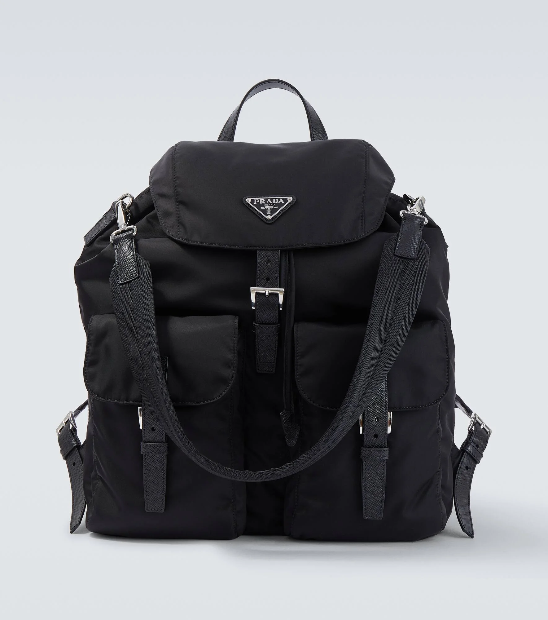 Re-Nylon leather-trimmed backpack - 1