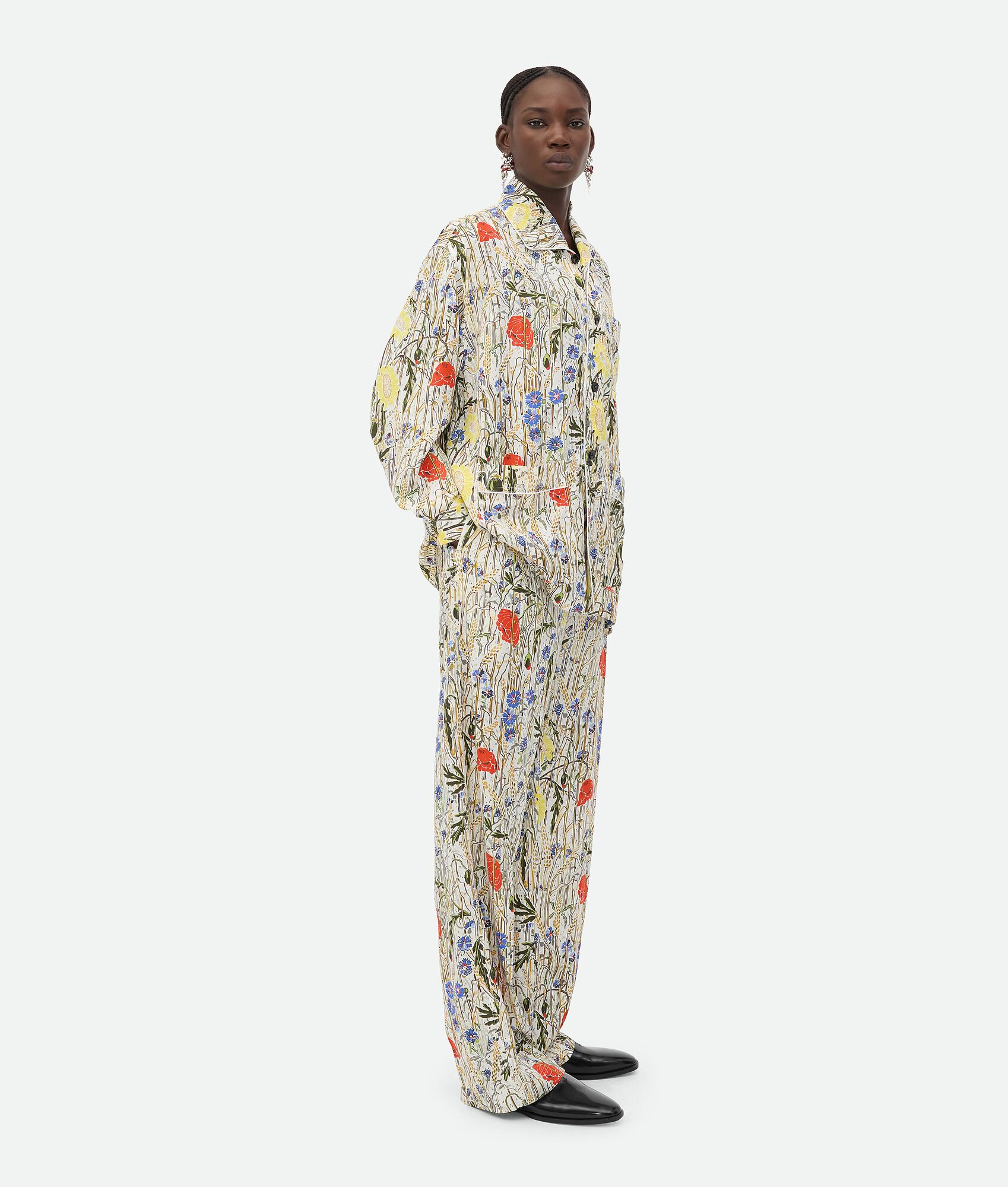 Flower Viscose And Silk Pyjama Set - 4