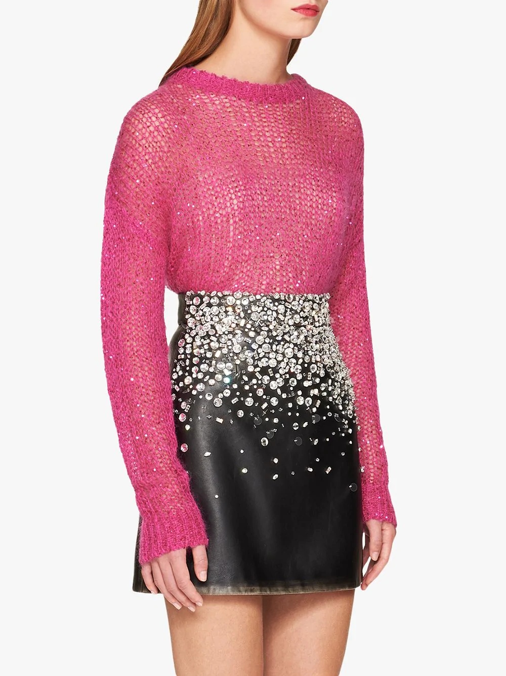 oversized sequin-embellished crewneck jumper - 3