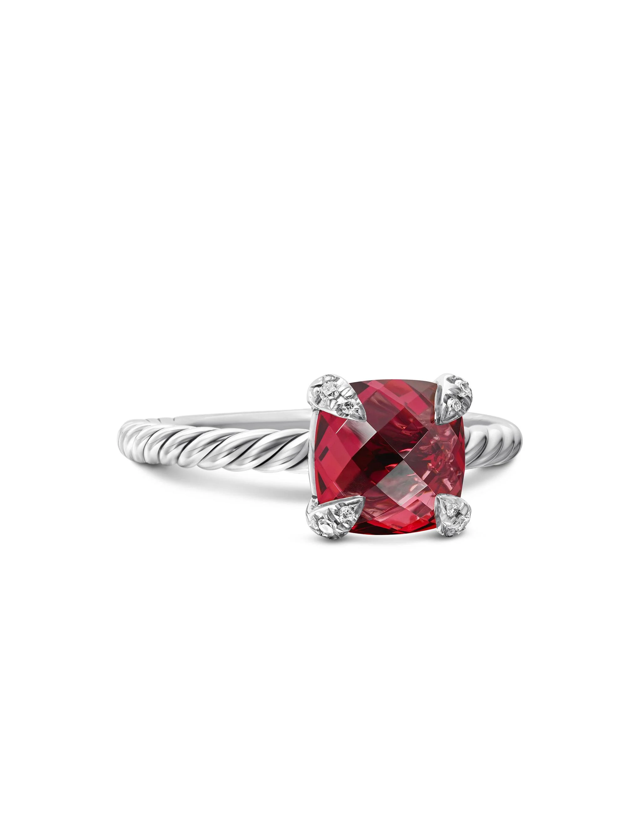 Women's Chatelaine Ring with Pavé Diamonds - Garnet - 1