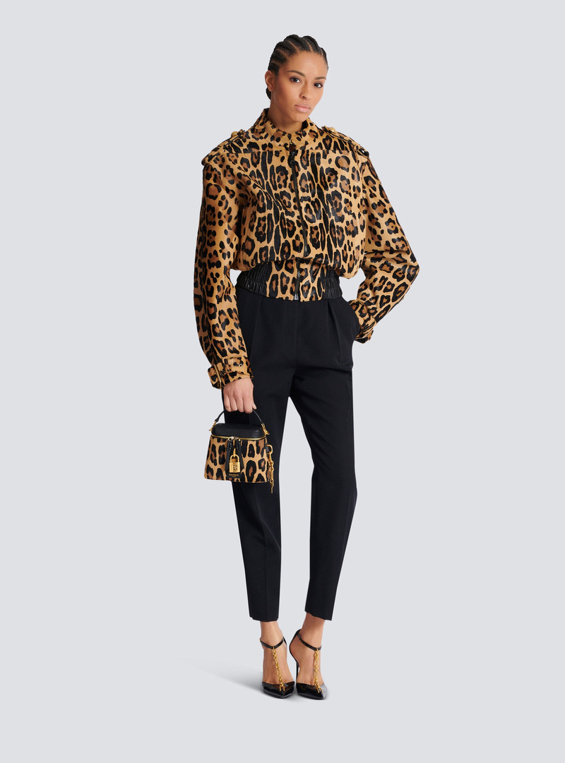 Balmain Pulse Vanity leopard print leather bag outlook