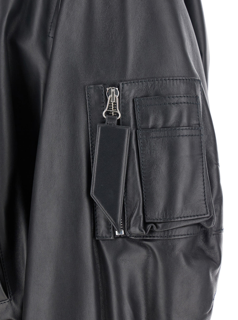 The Attico Women Black Bomber Jacket With Zip Closure In Leather Woman - 3