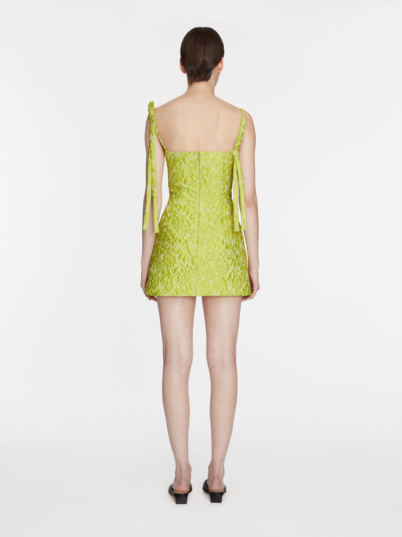 Eliezer Dress In Lime Green Embossed Cloque 4