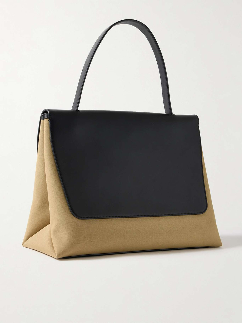 Lia large leather and canvas tote 3