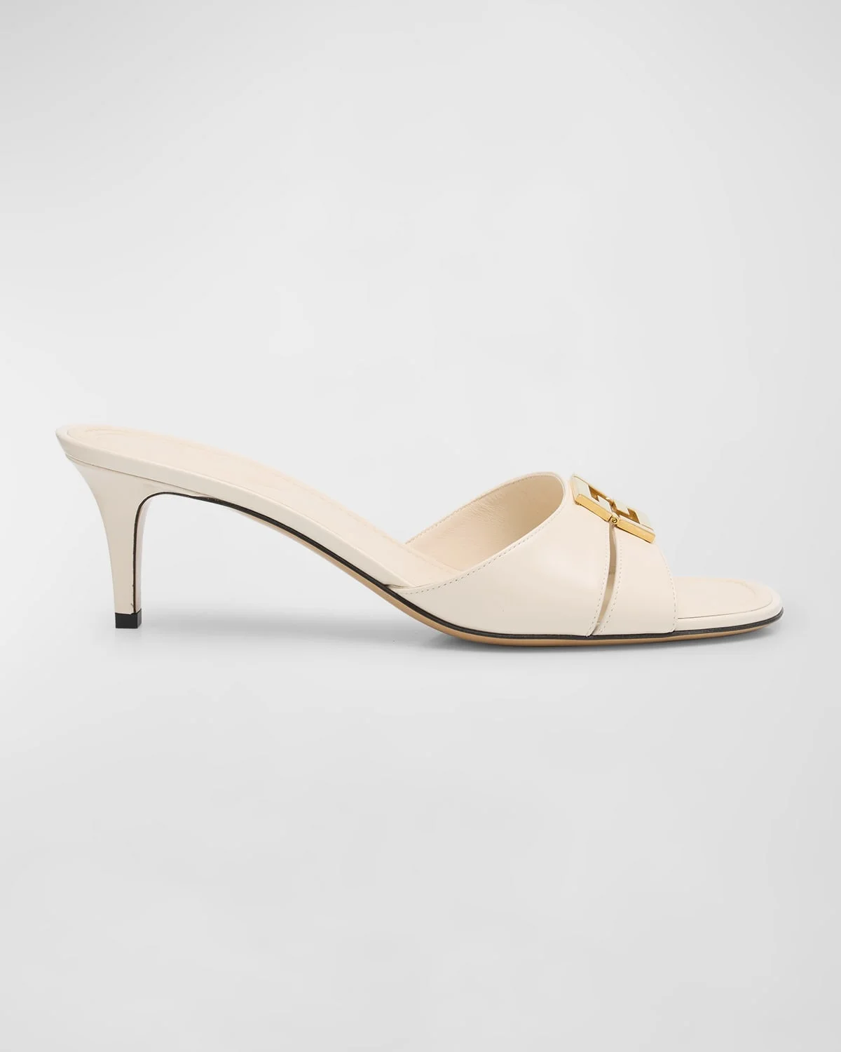 Fold Leather Kitten-Heel Sandals - 1