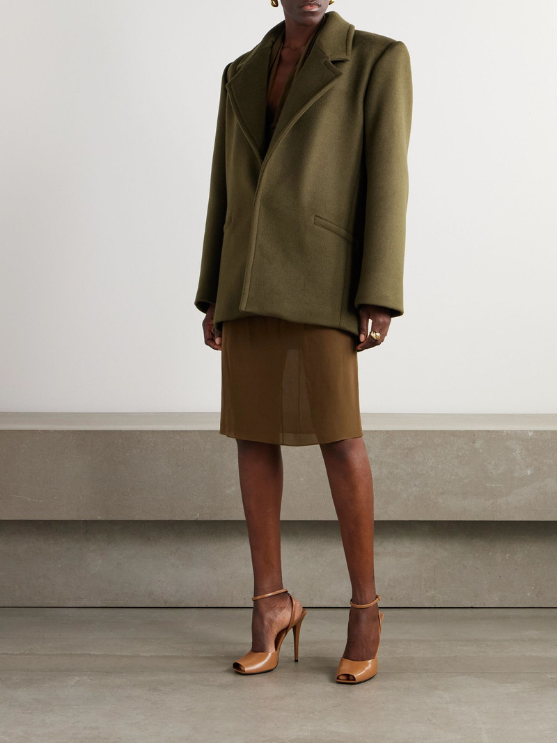 SAINT LAURENT Oversized wool coat Green outlook