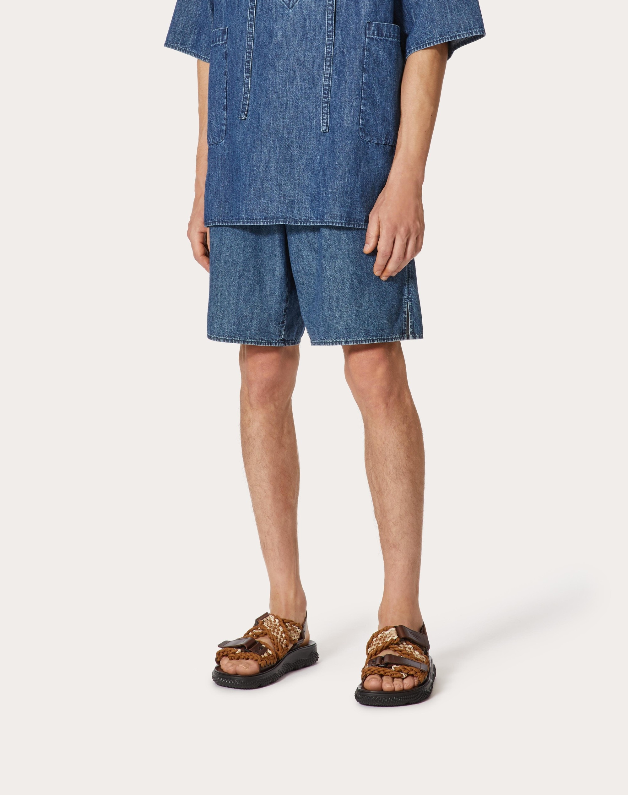 CHAMBRAY DENIM SHORTS - 3