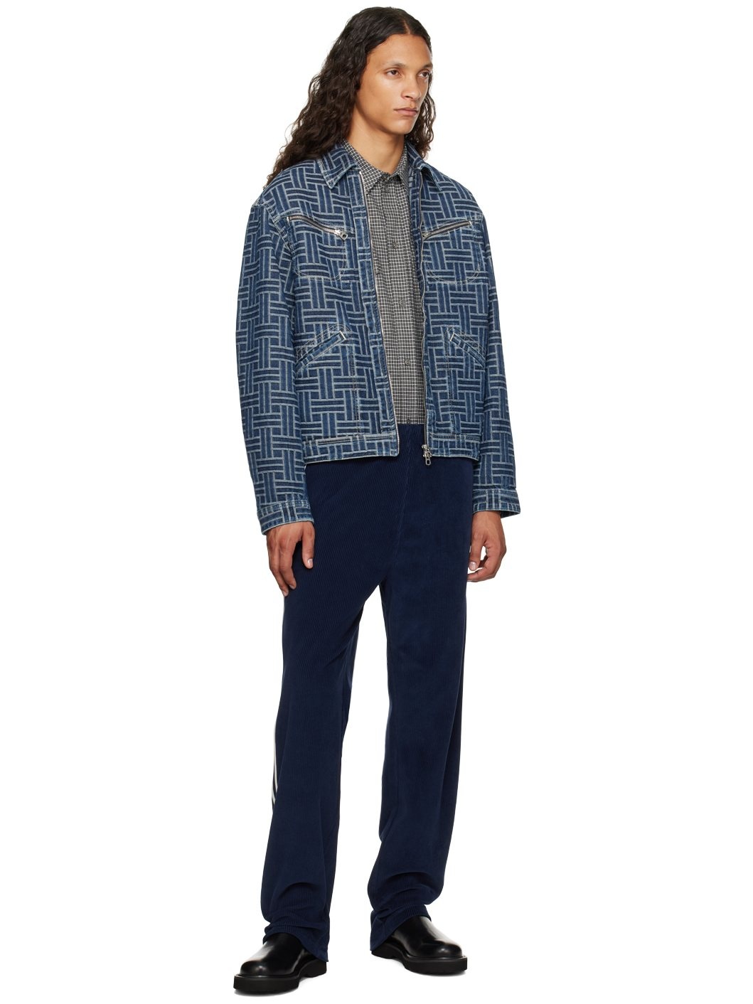 Blue Kenzo Paris 'Kenzo Weave' Denim Jacket - 4