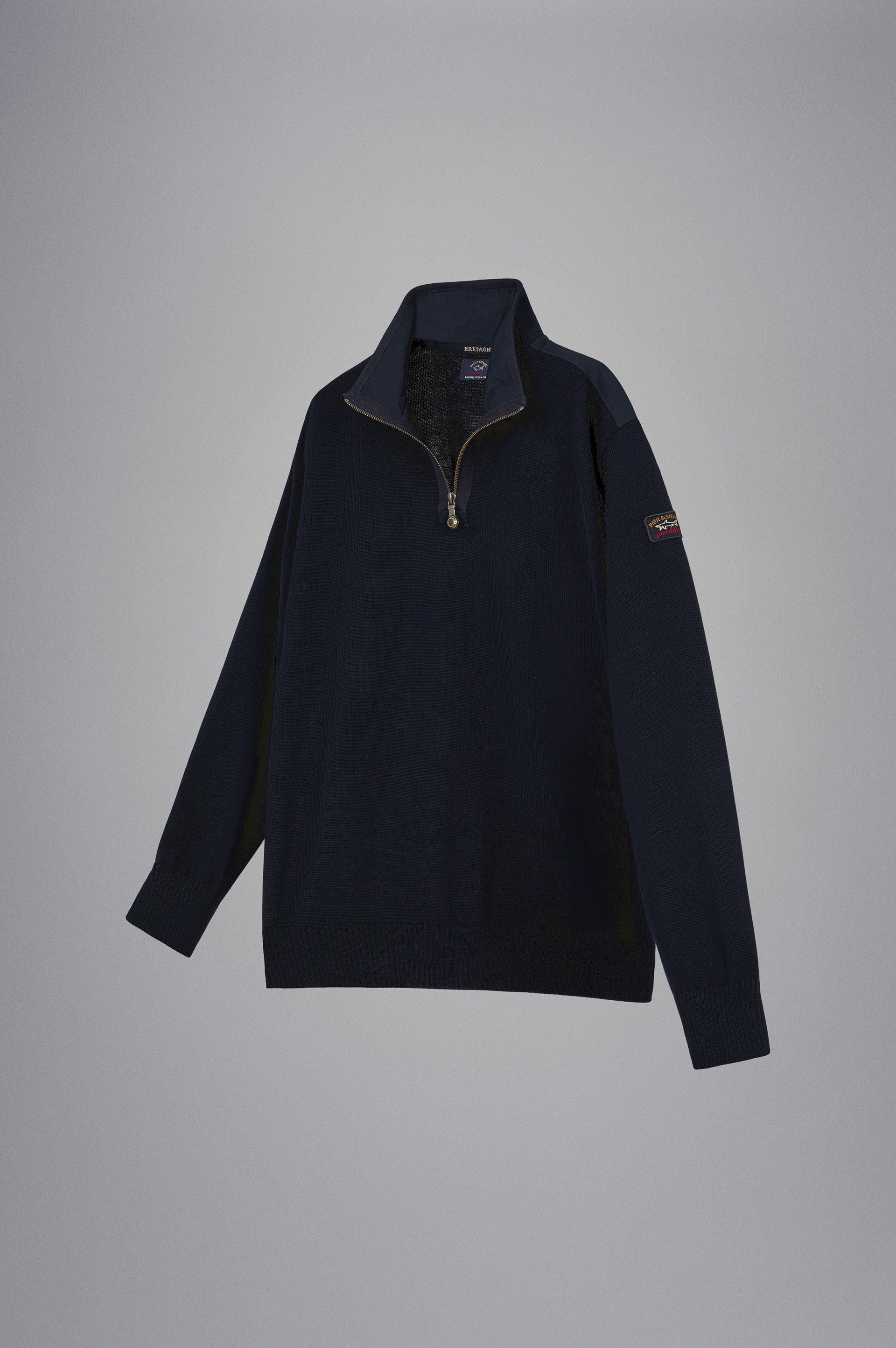 BRETAGNE WOOL HALF ZIP SWEATER WITH ICONIC BADGE - 6