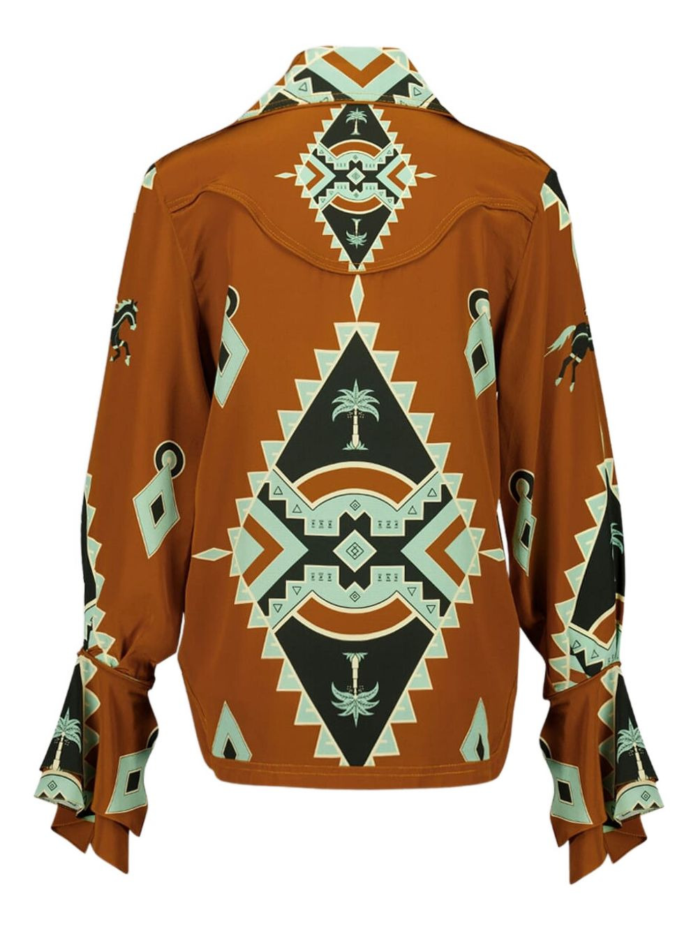 geometric-print V-neck shirt - 2