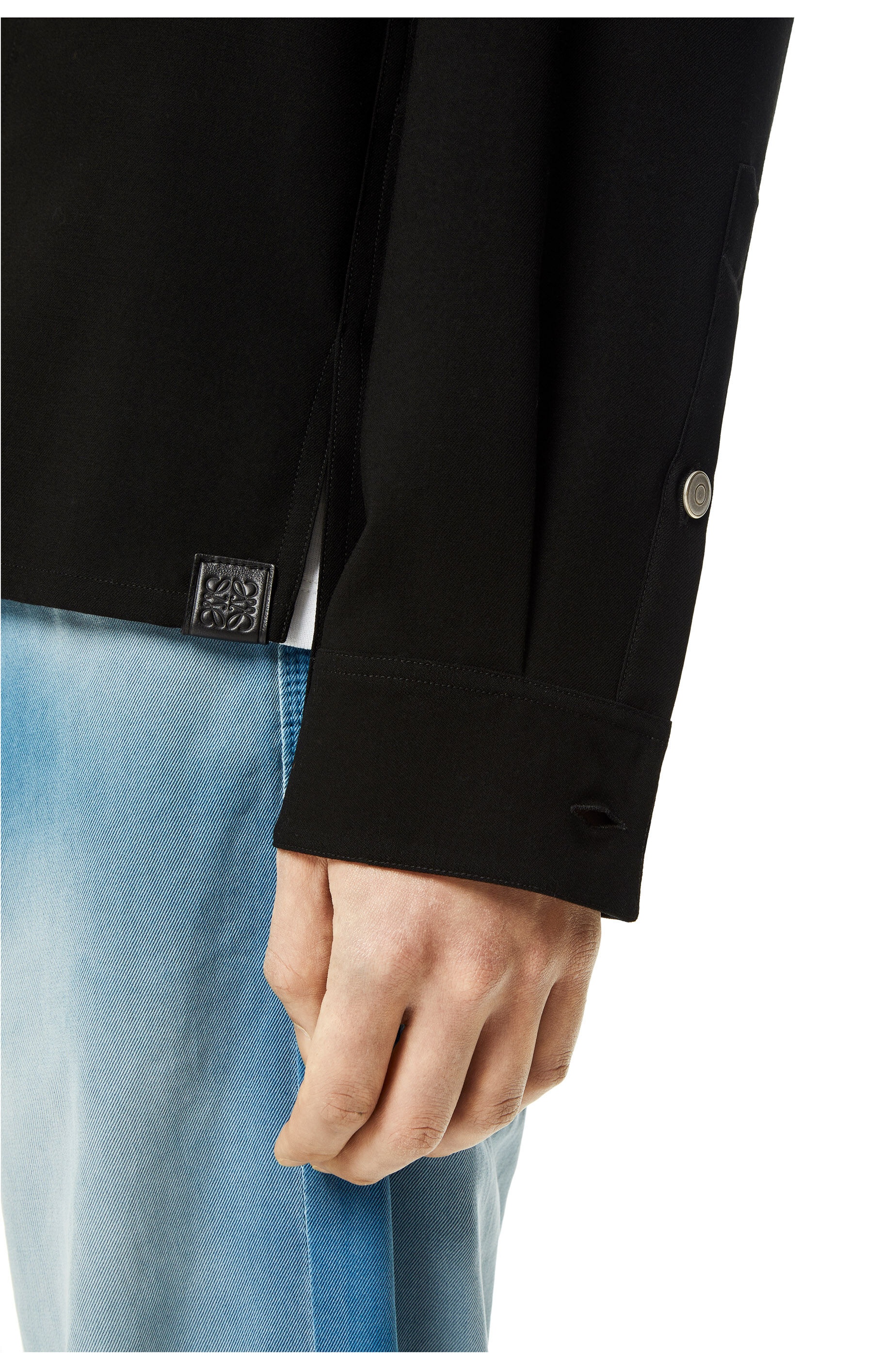 Metal button overshirt in wool - 5
