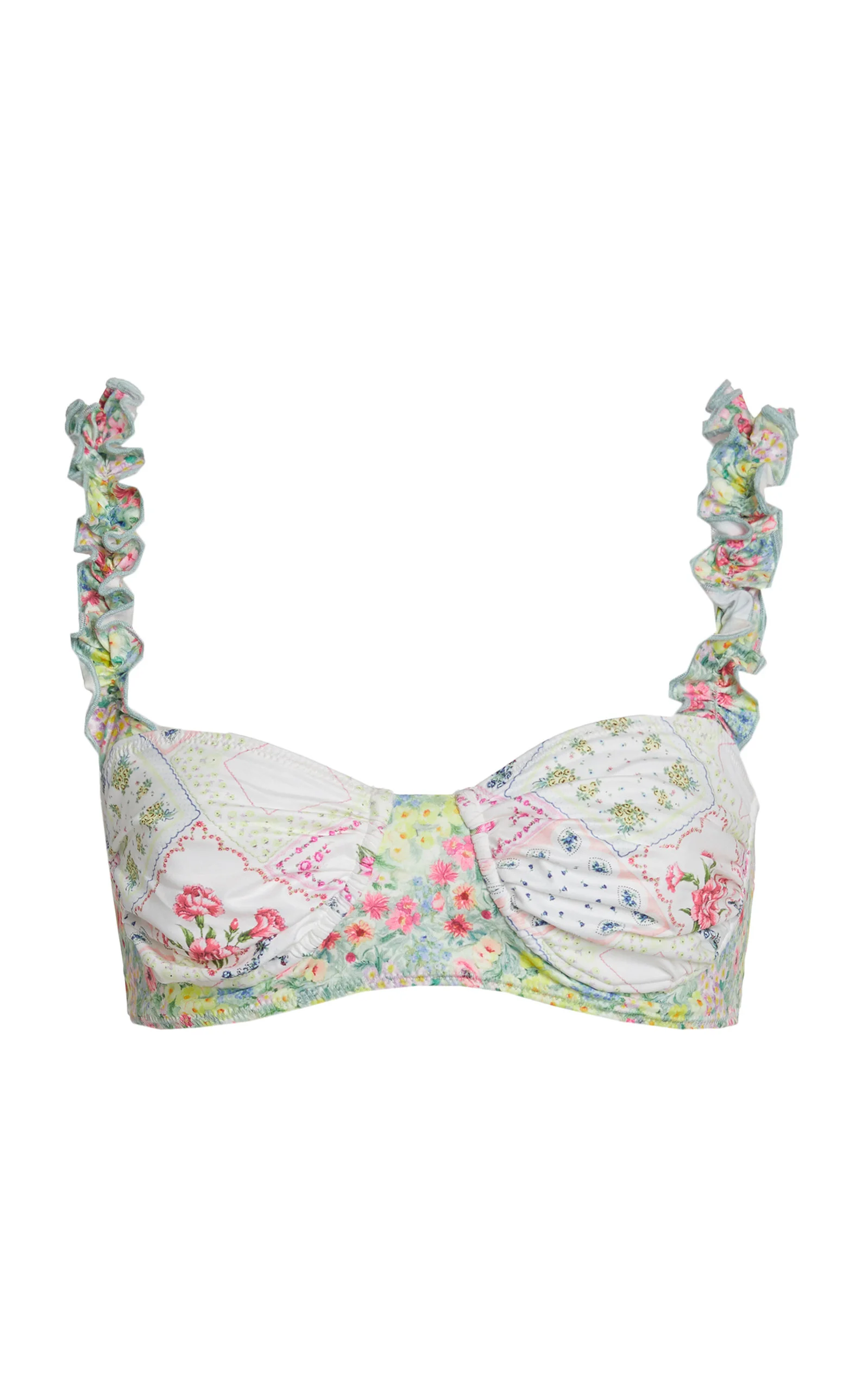 Annika Ruffled Paneled Bikini Top white - 1