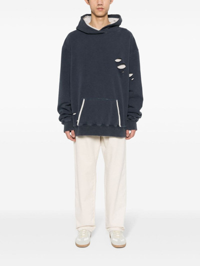Maison Margiela layered distressed cotton hoodie outlook