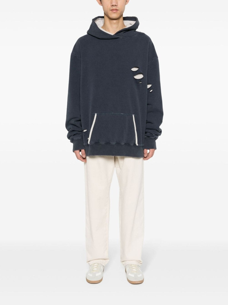 Maison Margiela layered distressed cotton hoodie outlook