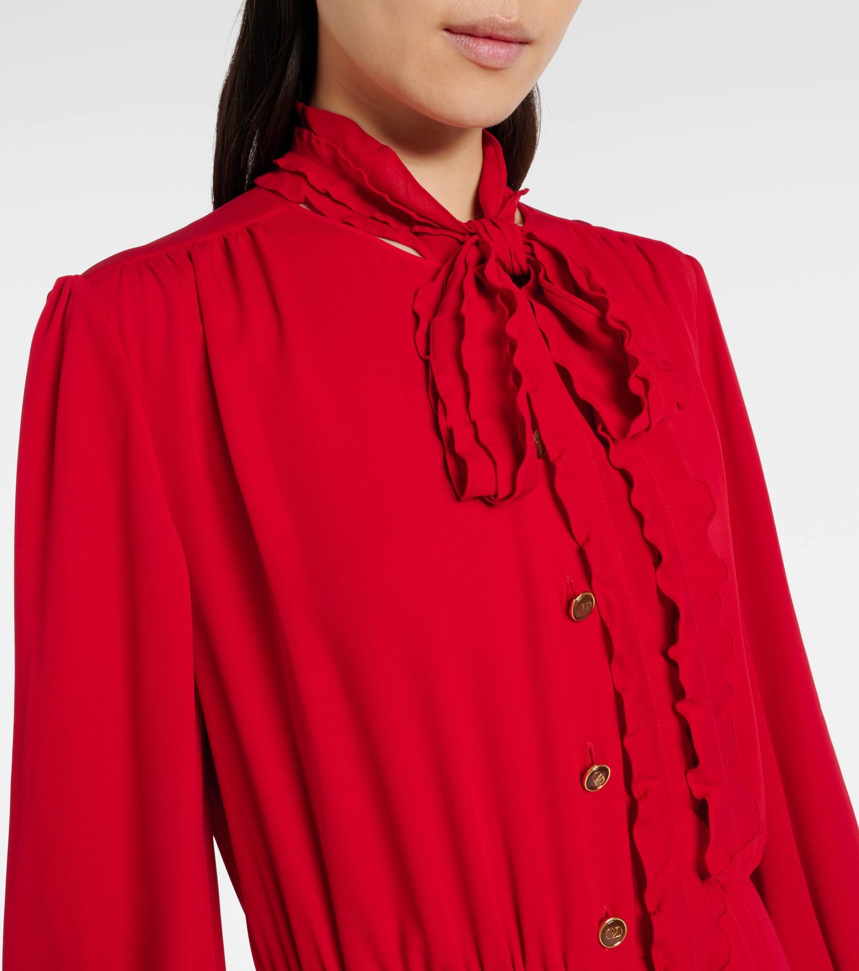 Ruffled silk georgette midi dress - 4