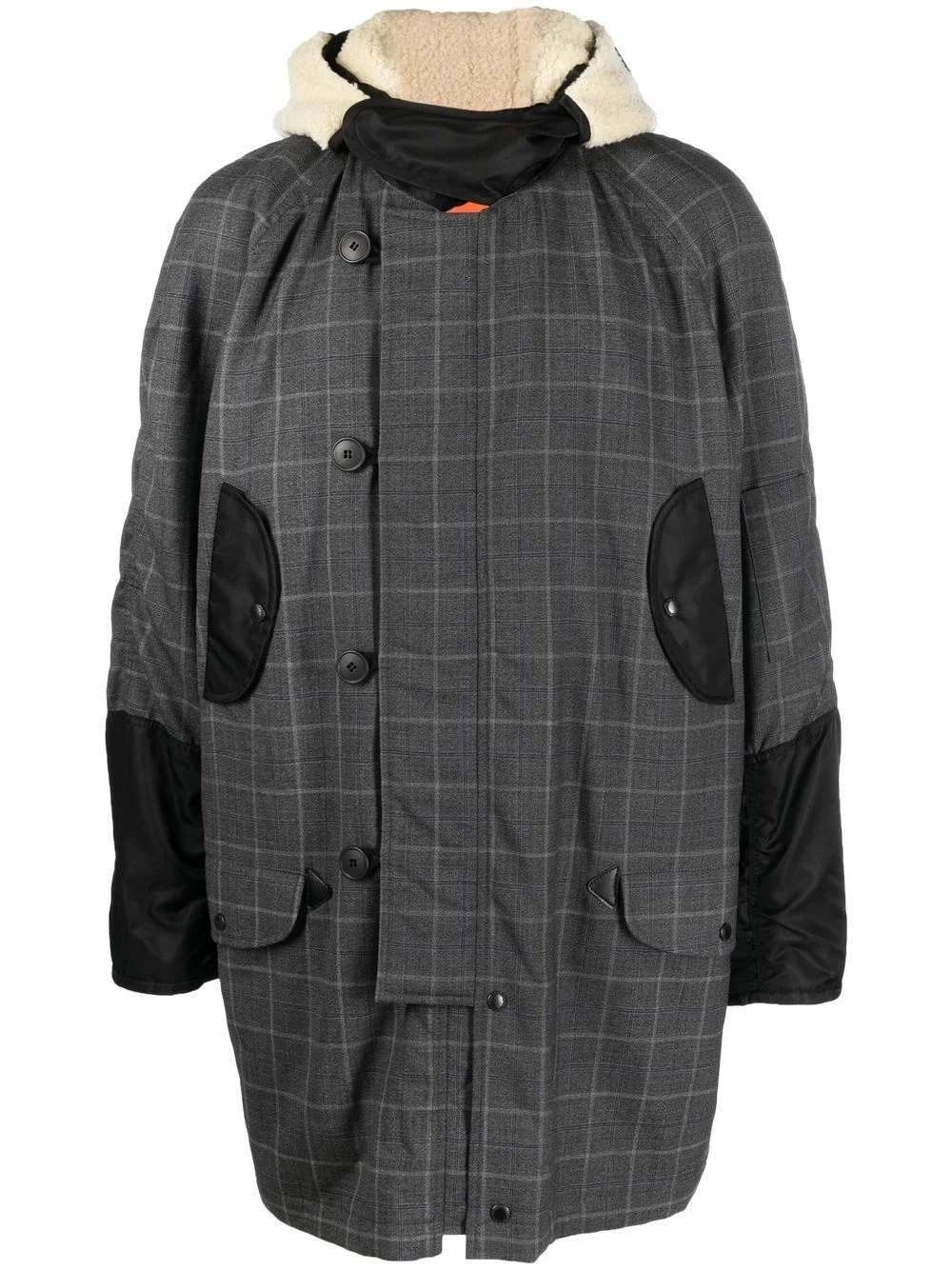 checked patchwork coat - 1