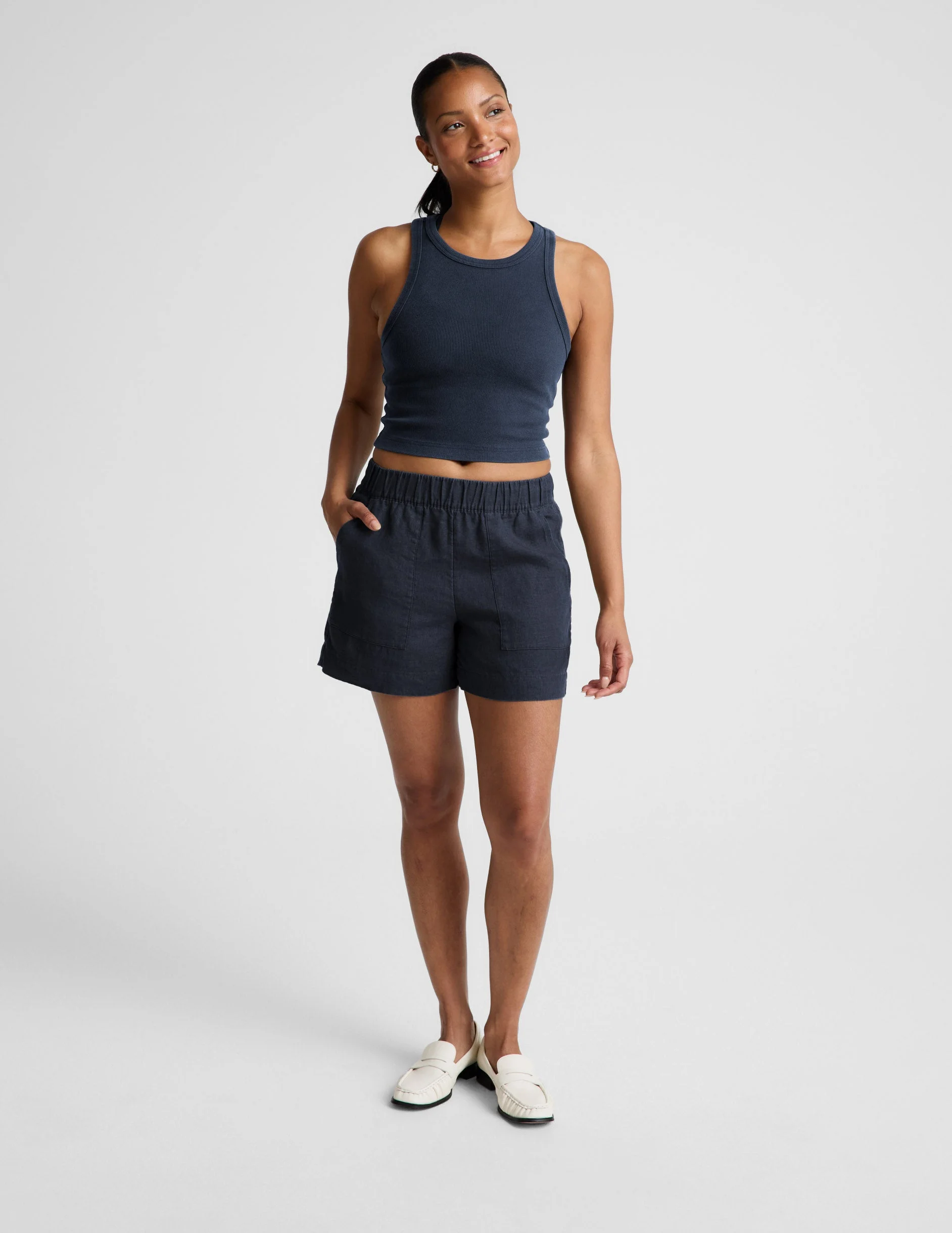 On Repeat Rib High Neck Cropped Tank - 1