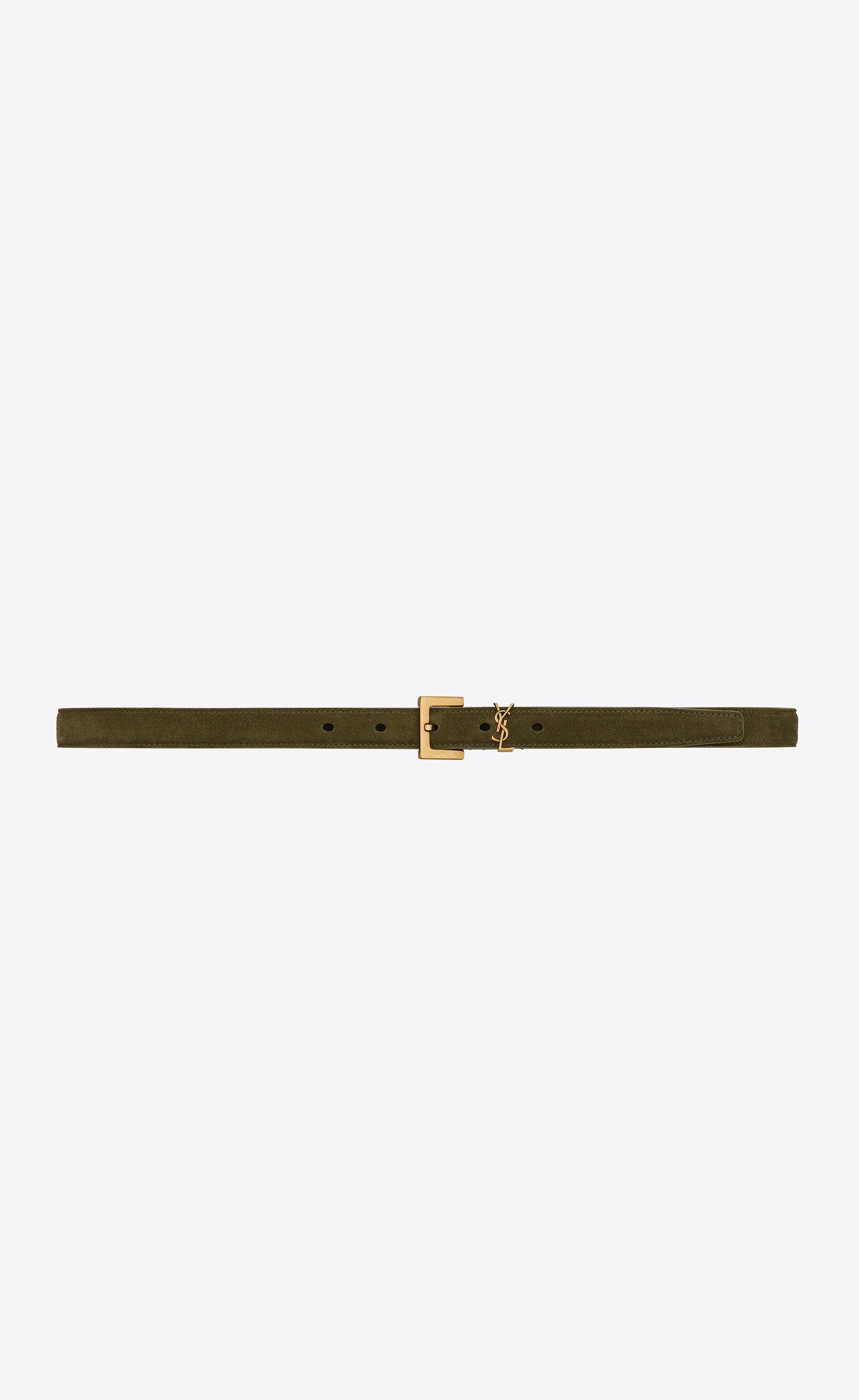monogram narrow belt with square buckle in suede - 1