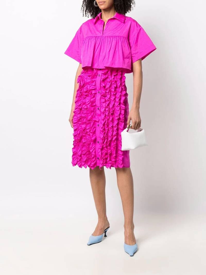 MSGM ruffle-detail high-waisted skirt outlook