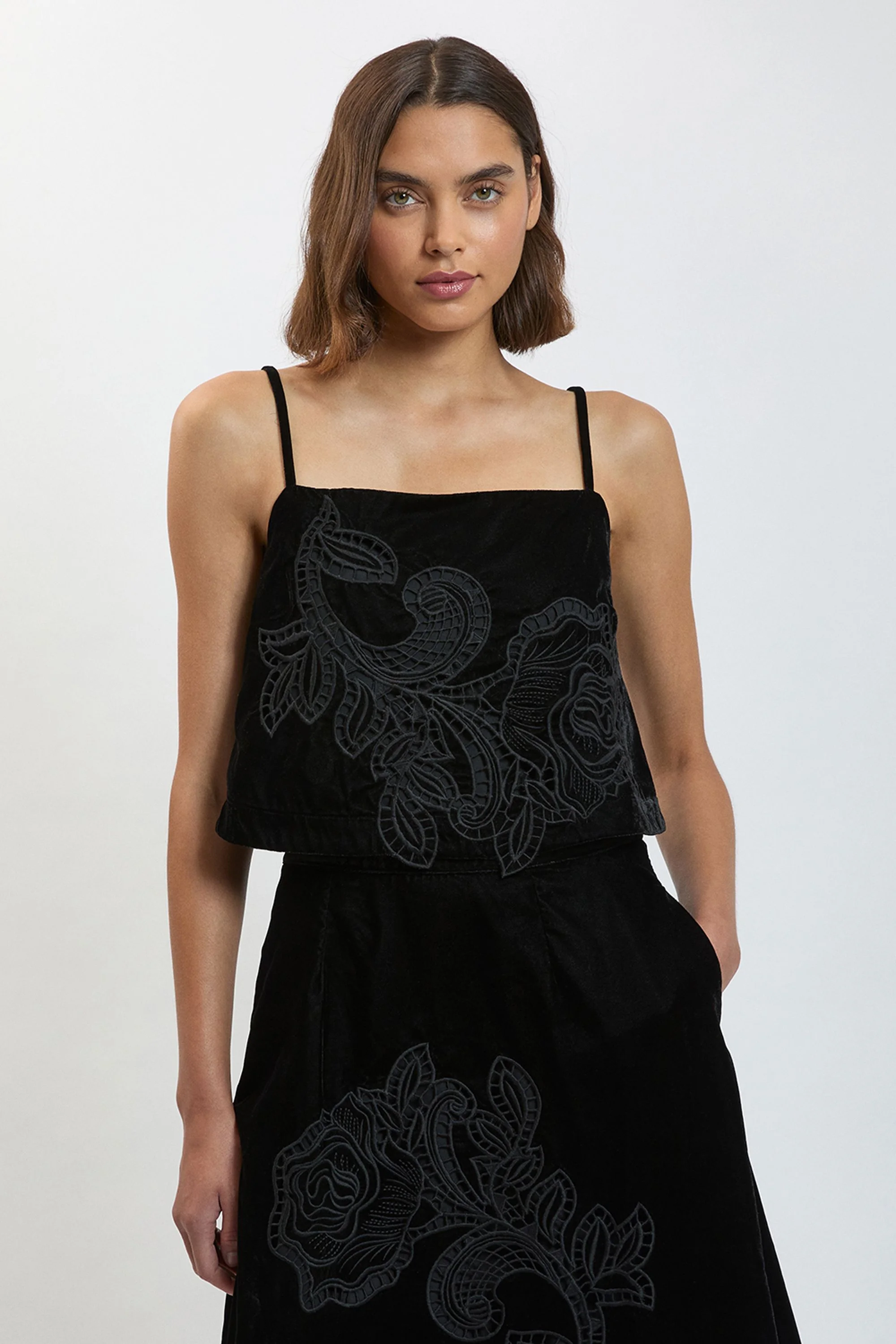 Velvet Cutwork Co-Ord Cami Top - 1