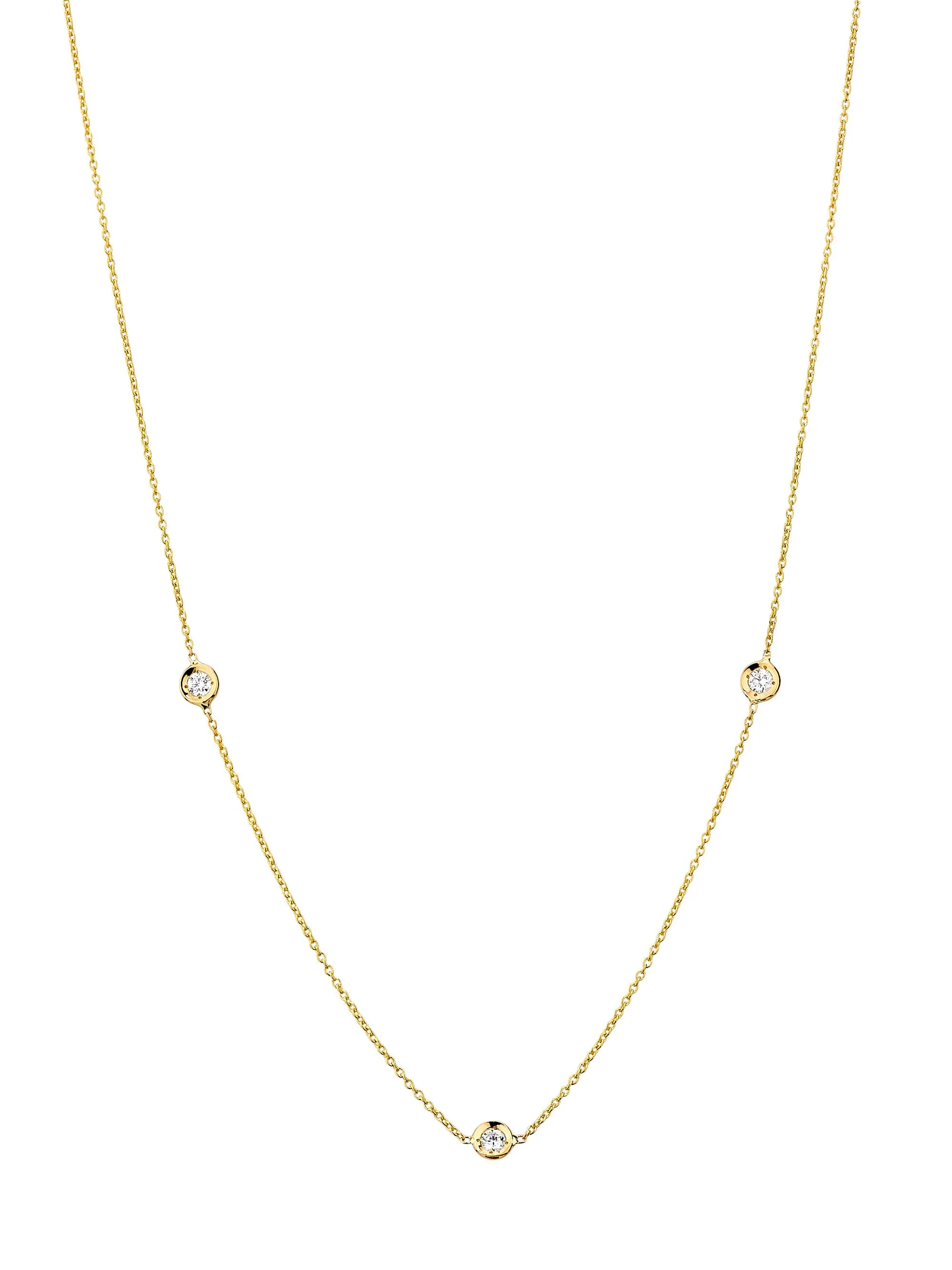 Women's Tiny Treasures 18K White Gold & 0.15 TCW Diamond Station Necklace - Yellow Gold - 1