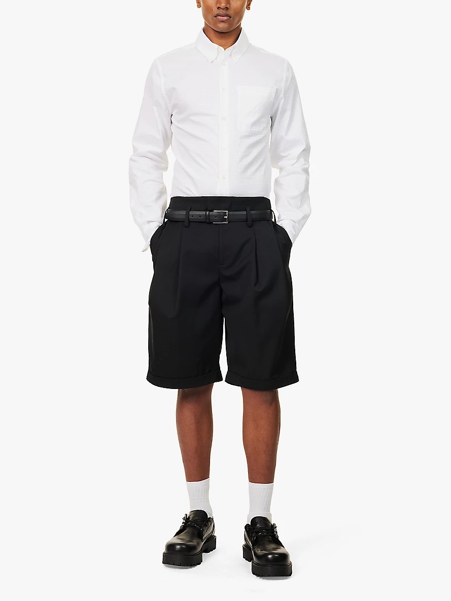 School Boy folded-hem wool-blend shorts - 2