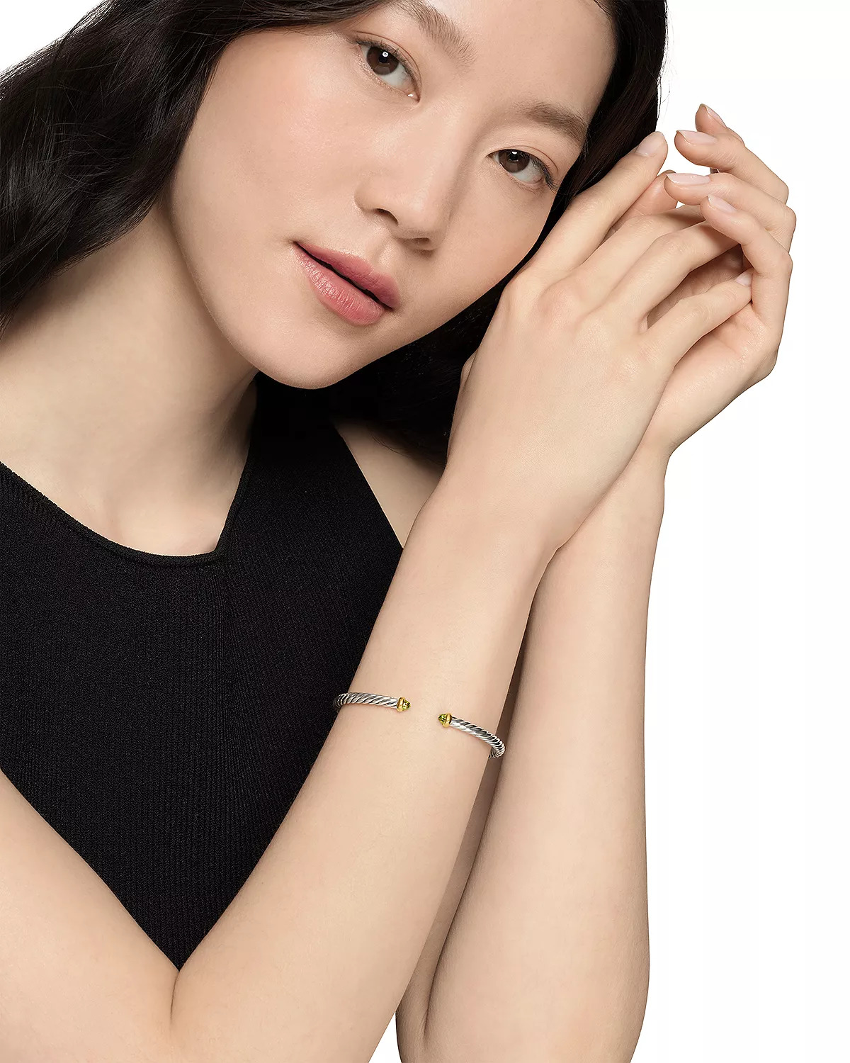 Sterling Silver & 14K Yellow Gold Cable Flex Bracelet, 4mm - 2