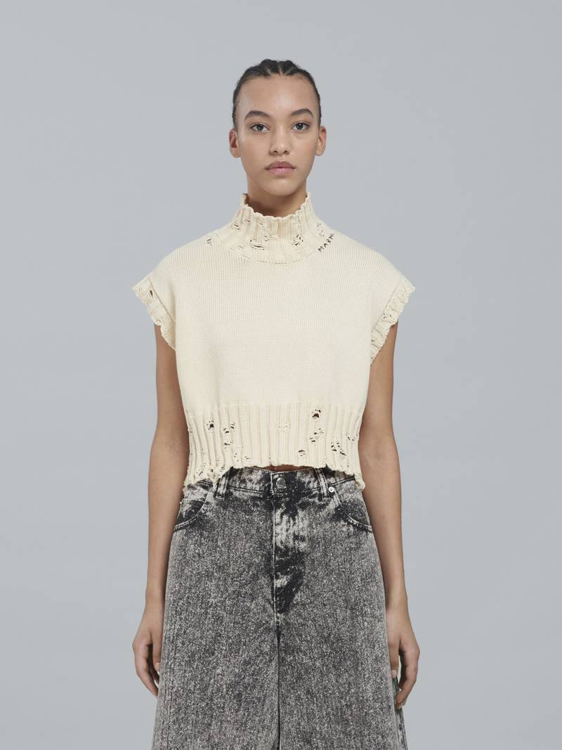 Marni CROPPED WHITE COTTON VEST outlook