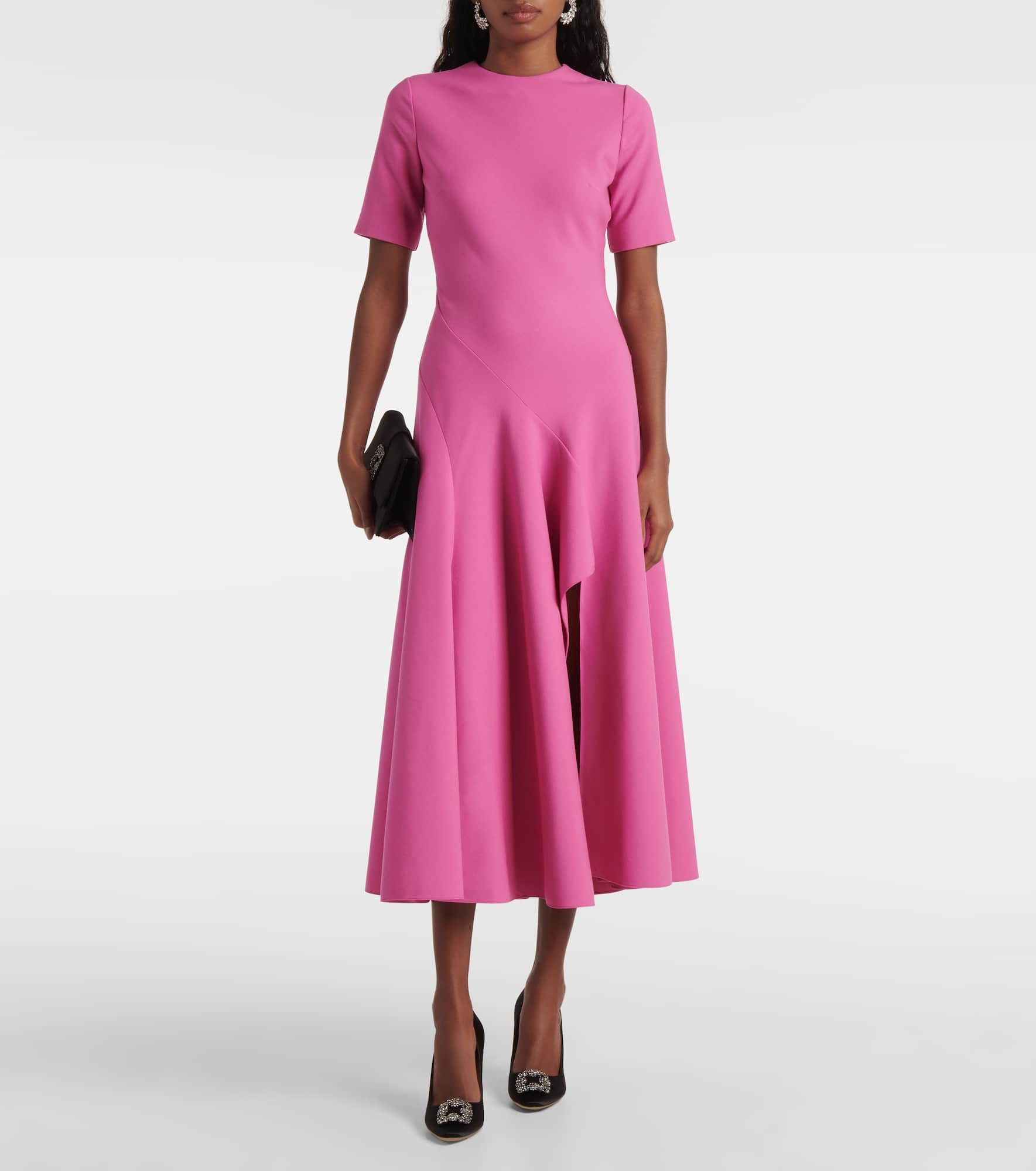 Draped wool-blend midi dress - 2