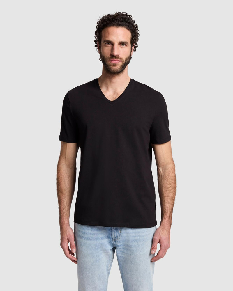 7 For All Mankind Luxe Performance V-Neck Tee in Black outlook