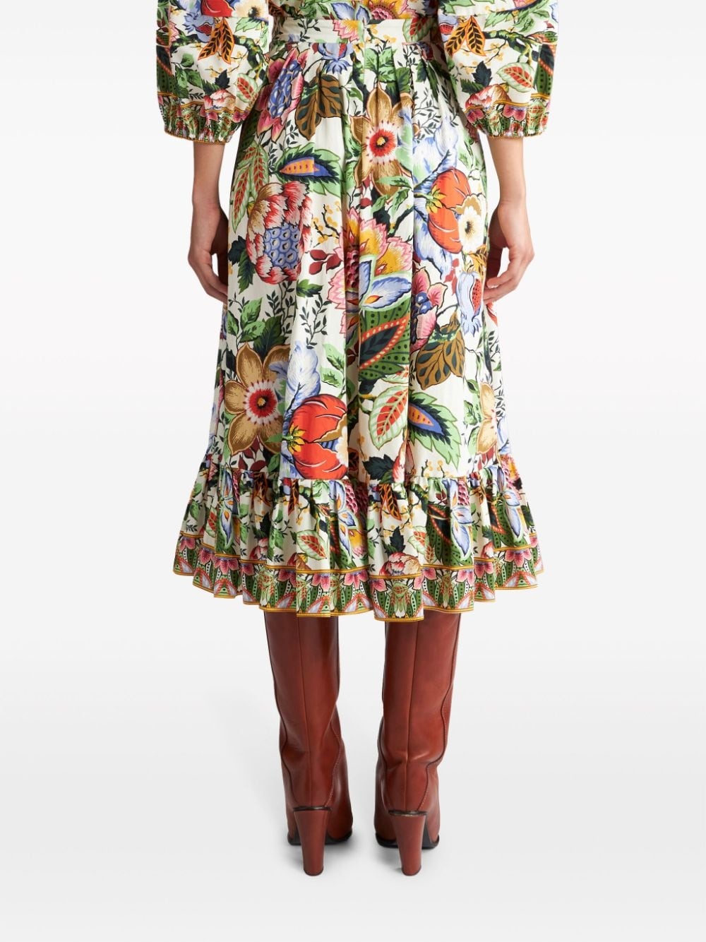 floral-print pleated midi skirt - 4