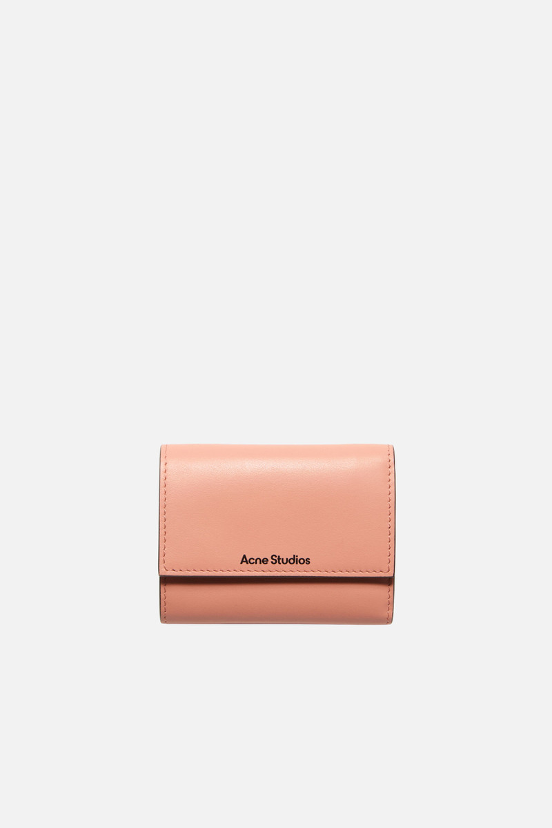 Trifold leather wallet - Salmon pink 1