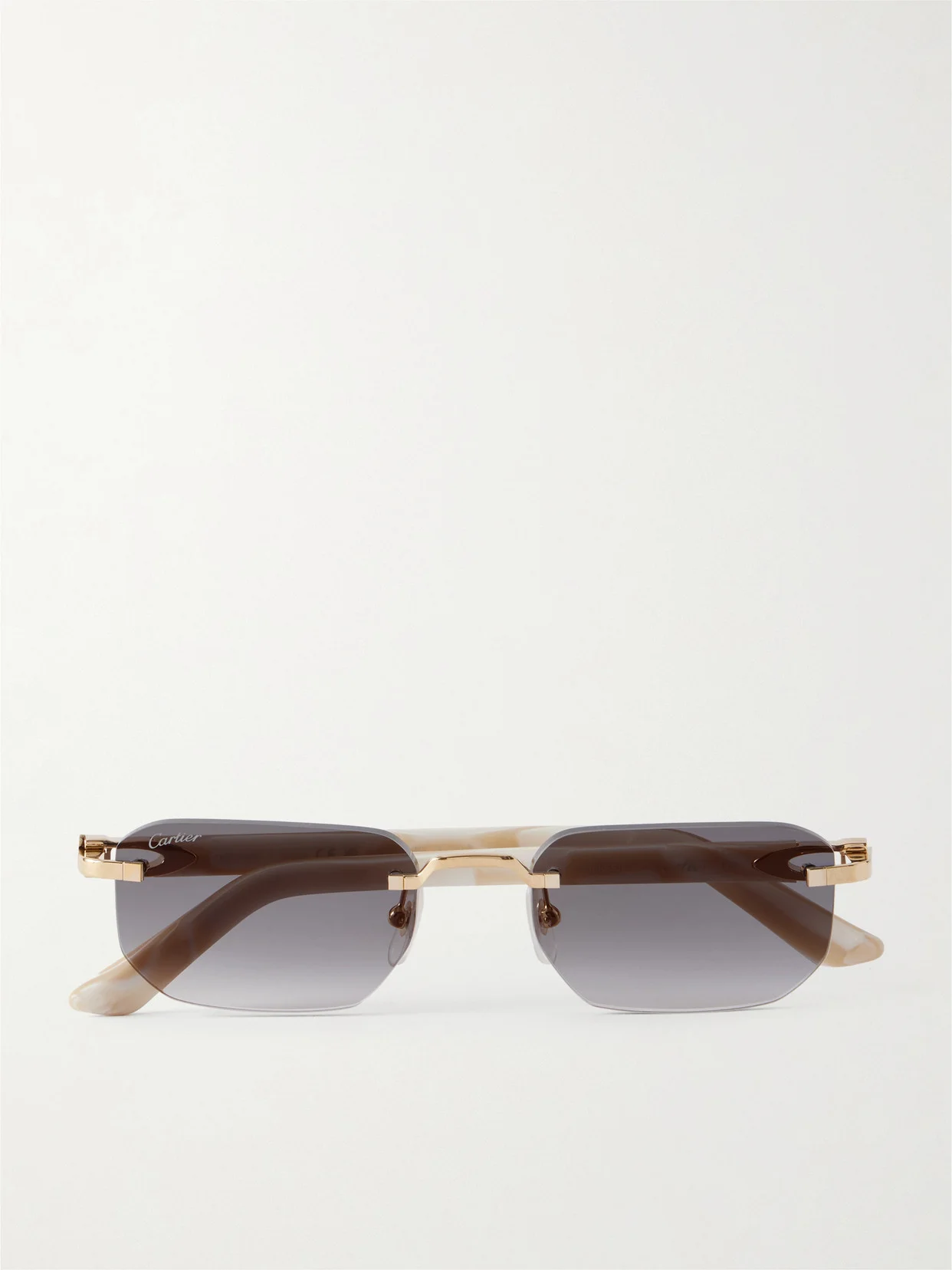 Signature C Rimless Rectangular-frame Gold-tone And Acetate Sunglasses - 1