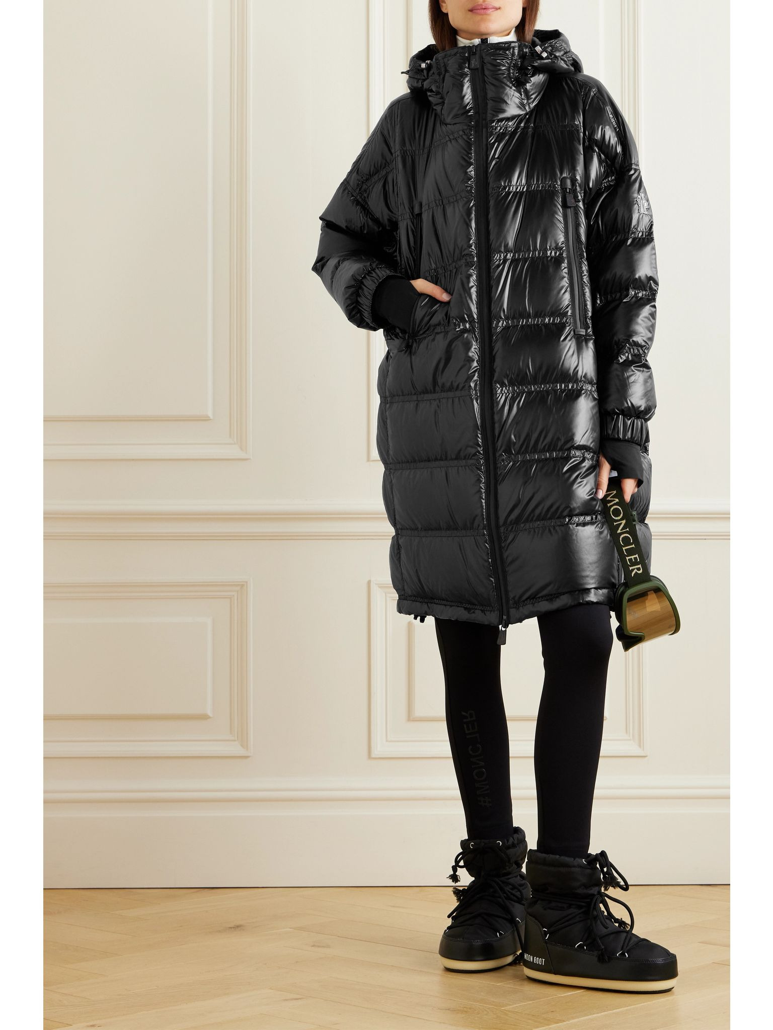 Rochelair hooded padded quilted shell down parka Black - 3