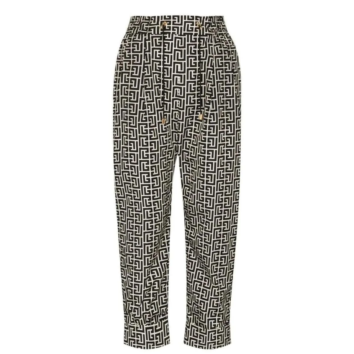 Monogram Print Cropped Track Pants - 1