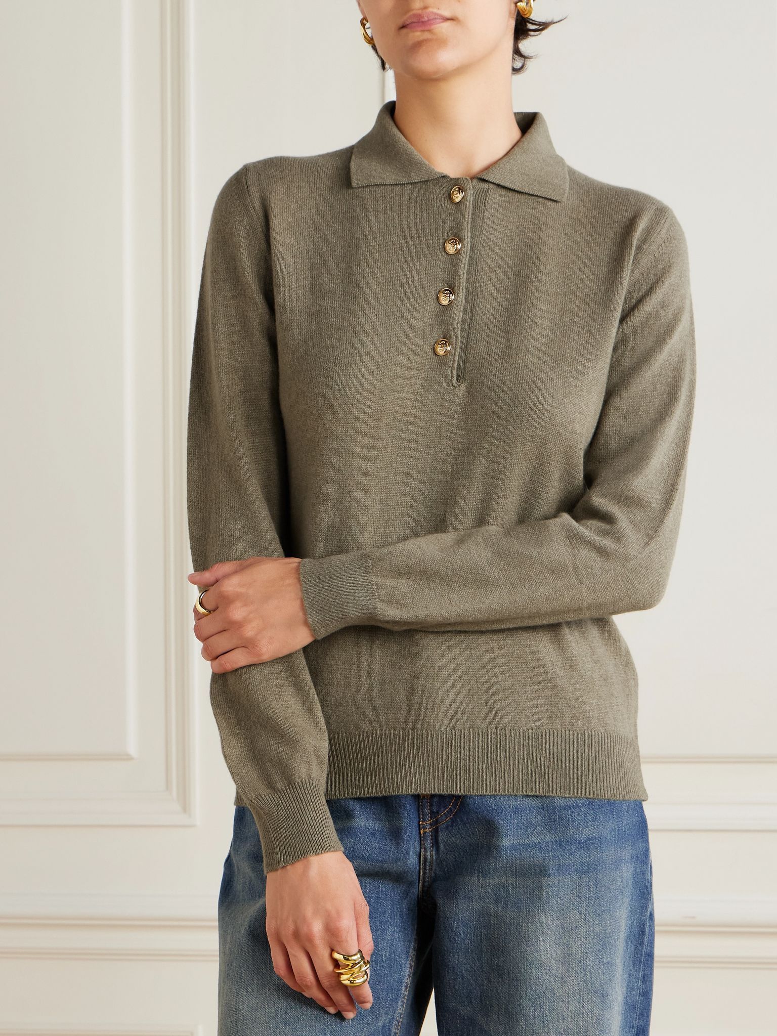 Highland wool and cashmere-blend polo sweater Beige - 3