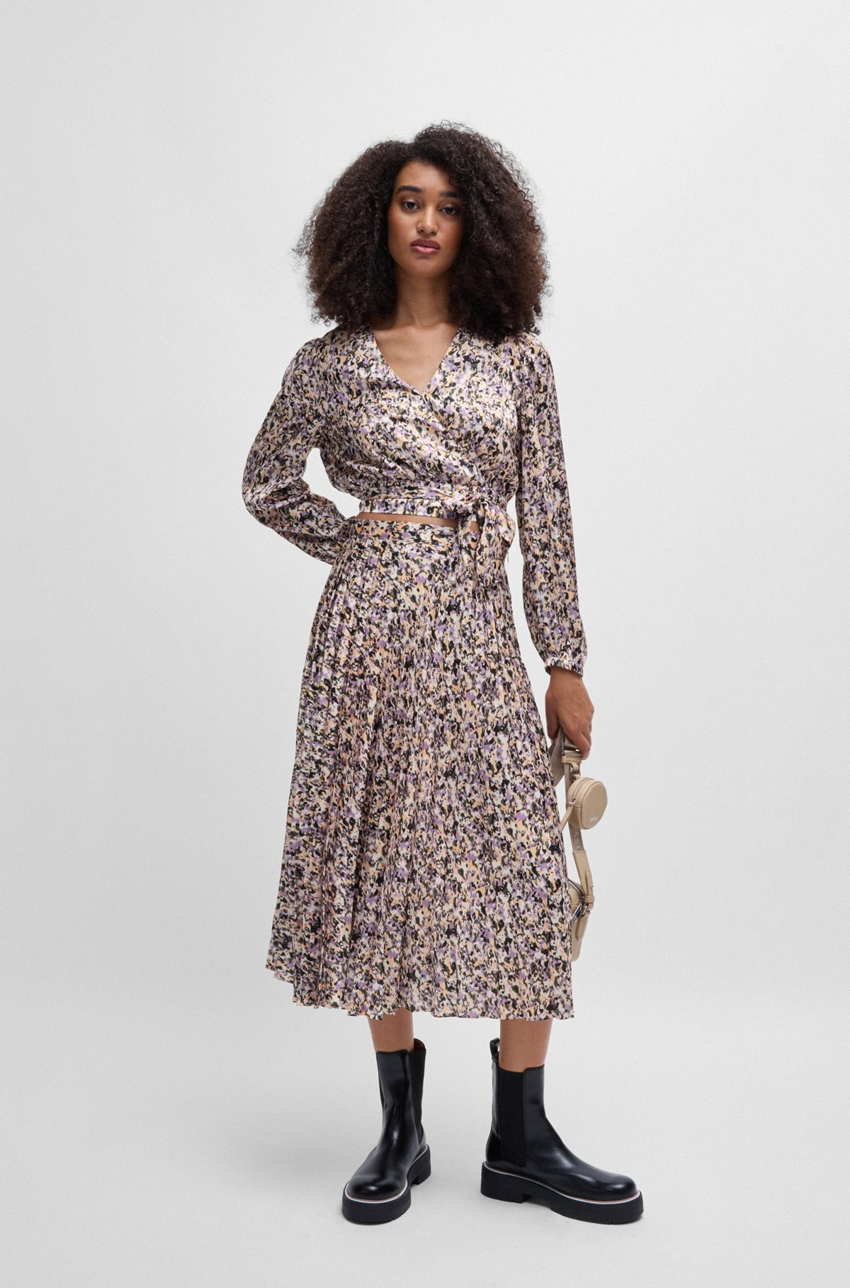 SLIM-FIT BLOUSE IN PRINTED SATIN TWILL - 3
