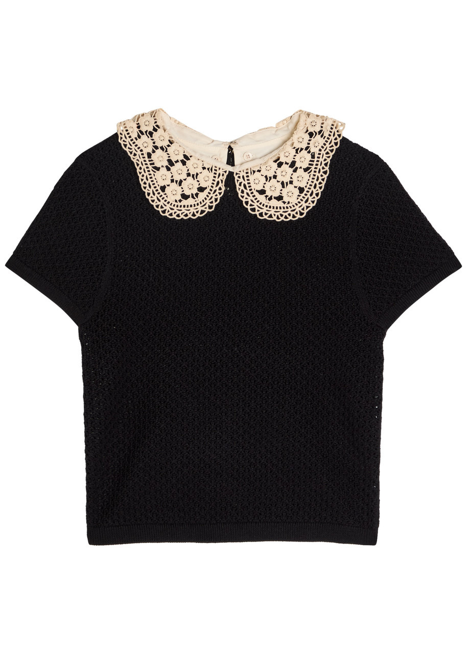 Alice + Olivia Ciara Lace-embellished Wool-blend Crop top - 1